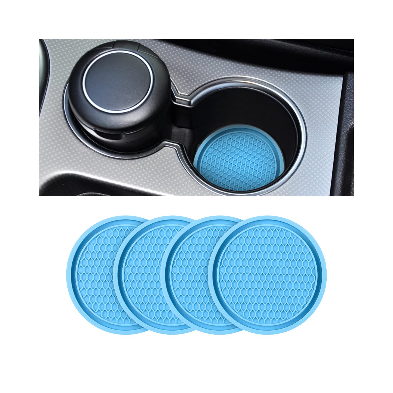 Car Cup Holder Coaster, 4 Pack 2.75 Inch Diameter Non-Slip Universal Insert Coaster, Durable, Suitable for Most Car Interior, Car Accessory for Women