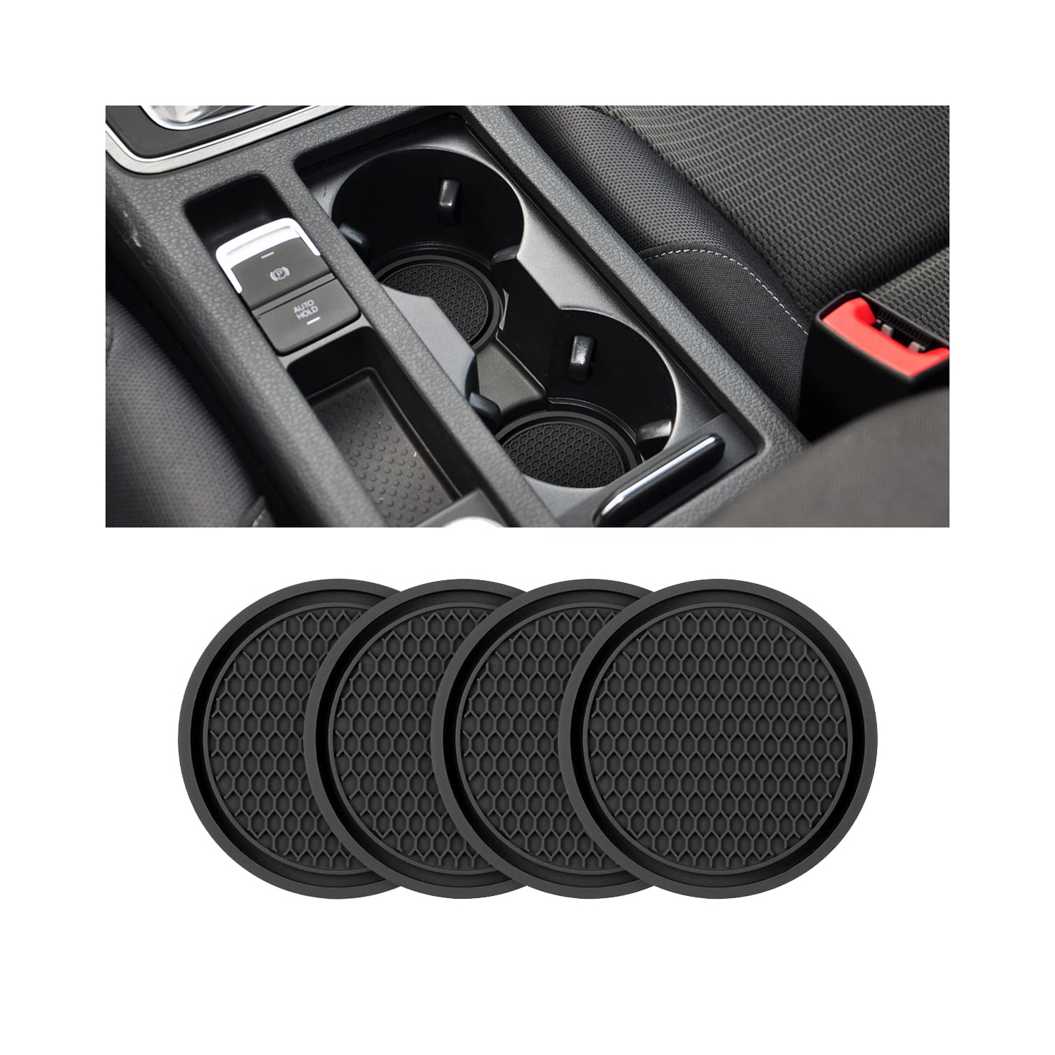 Car Cup Holder Coaster, 4 Pack 2.75 Inch Diameter Non-Slip Universal Insert Coaster, Durable, Suitable for Most Car Interior, Car Accessory for Women