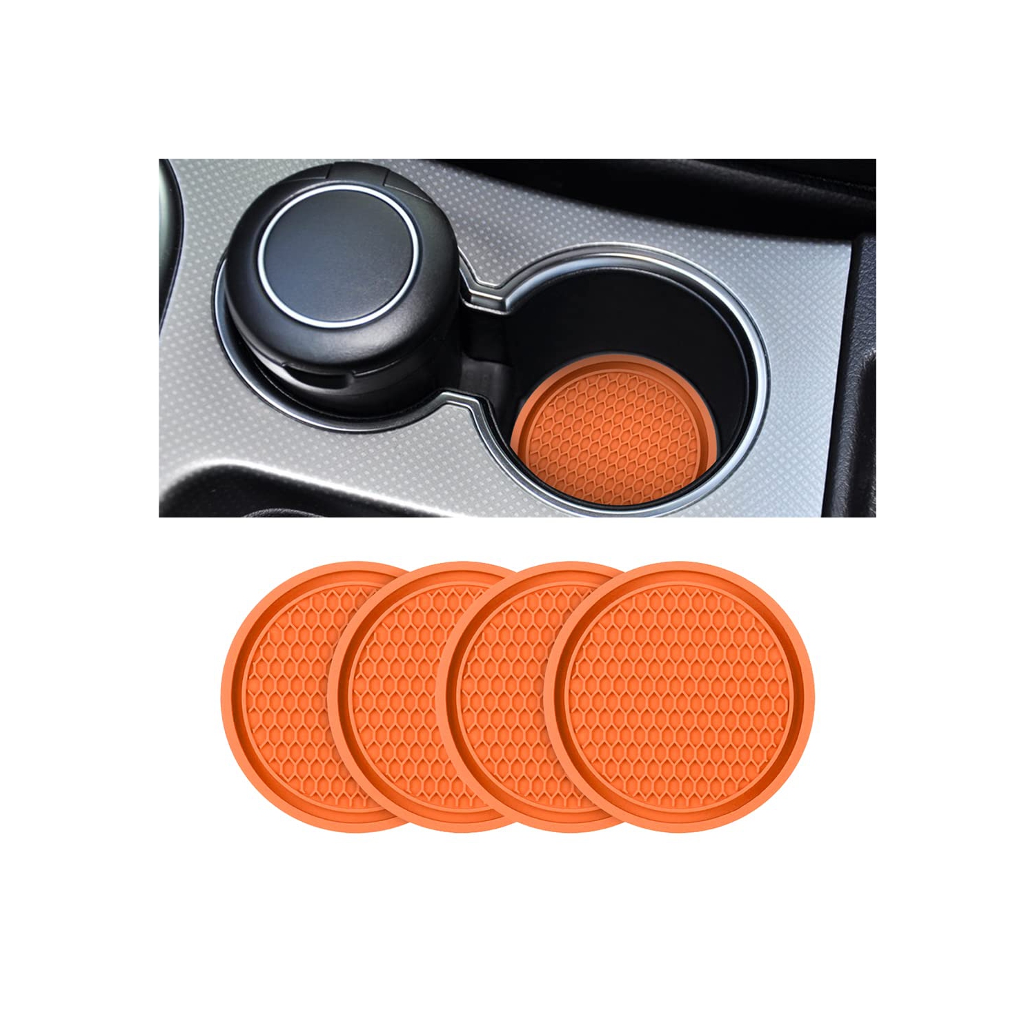 Car Cup Holder Coaster, 4 Pack 2.75 Inch Diameter Non-Slip Universal Insert Coaster, Durable, Suitable for Most Car Interior, Car Accessory for Women