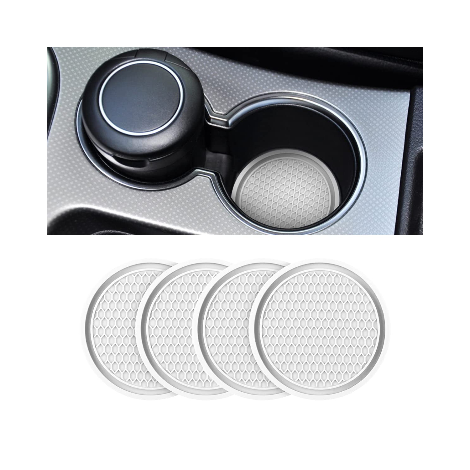 Car Cup Holder Coaster, 4 Pack 2.75 Inch Diameter Non-Slip Universal Insert Coaster, Durable, Suitable for Most Car Interior, Car Accessory for Women