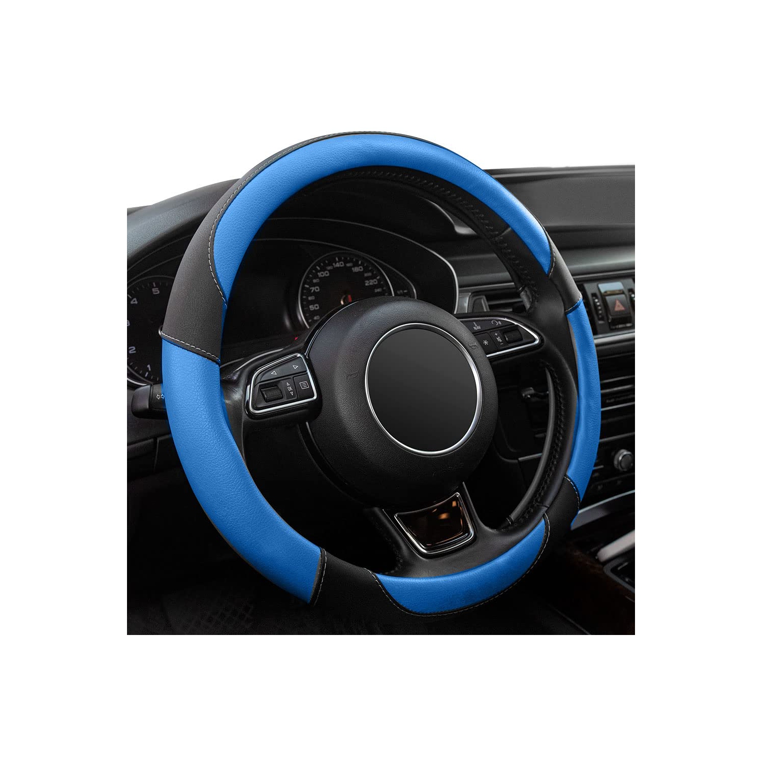 Couvre-volant universel en microfibre, convient aux housses de volant de voiture de 14 1⁄2-15 po, respirant, antidérapant et inodore