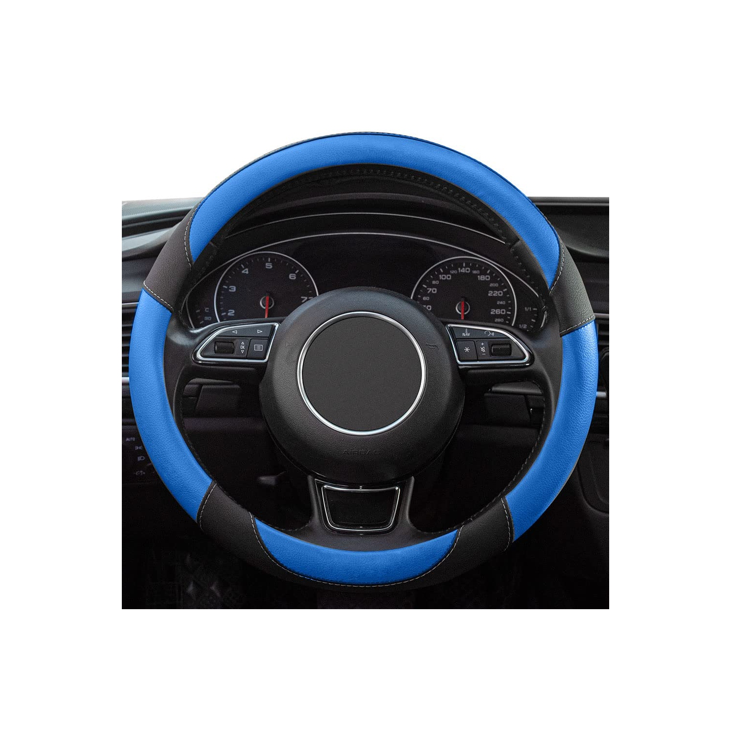 Couvre-volant universel en microfibre, convient aux housses de volant de voiture de 14 1⁄2-15 po, respirant, antidérapant et inodore