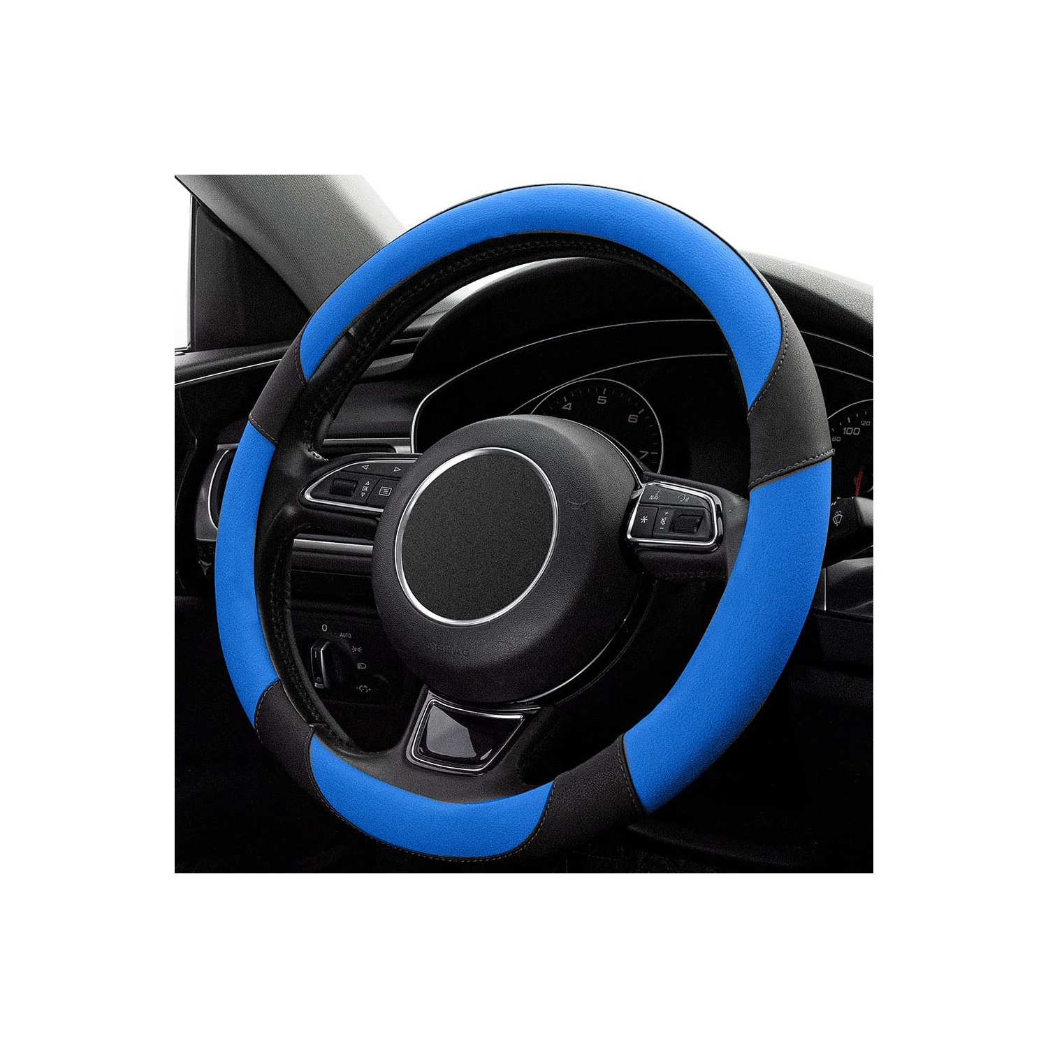 Couvre-volant universel en microfibre, convient aux housses de volant de voiture de 14 1⁄2-15 po, respirant, antidérapant et inodore