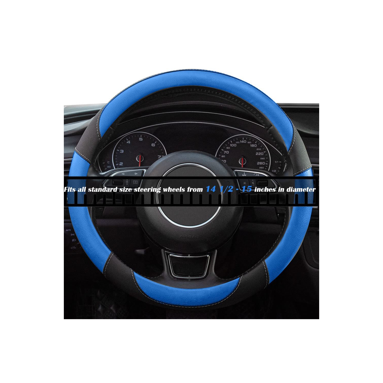 Couvre-volant universel en microfibre, convient aux housses de volant de voiture de 14 1⁄2-15 po, respirant, antidérapant et inodore