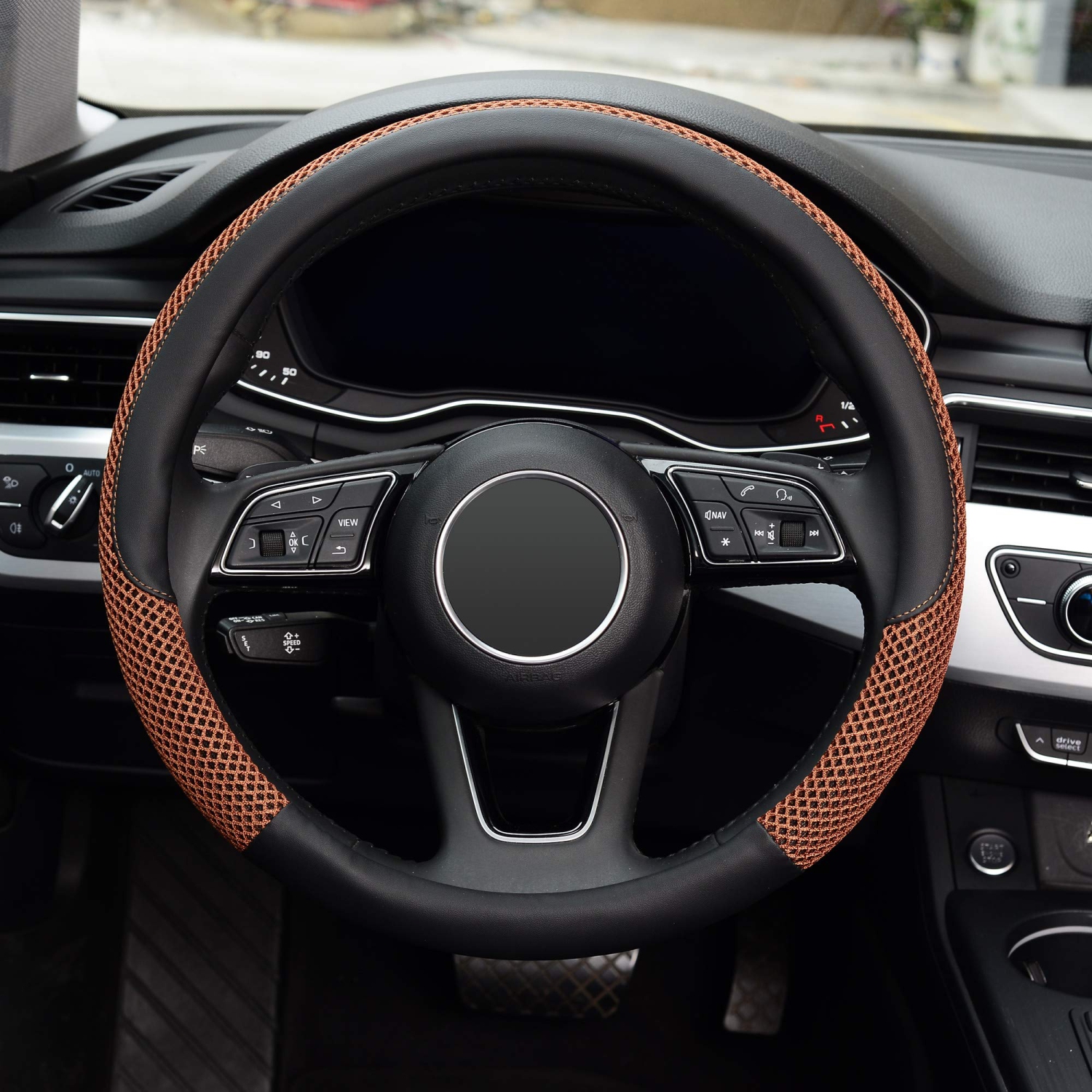 Housse universelle pour volant de direction de 15 po, viscose de cuir microfibre, respirant, antidérapant, chaud en hiver et froid en été, noir et