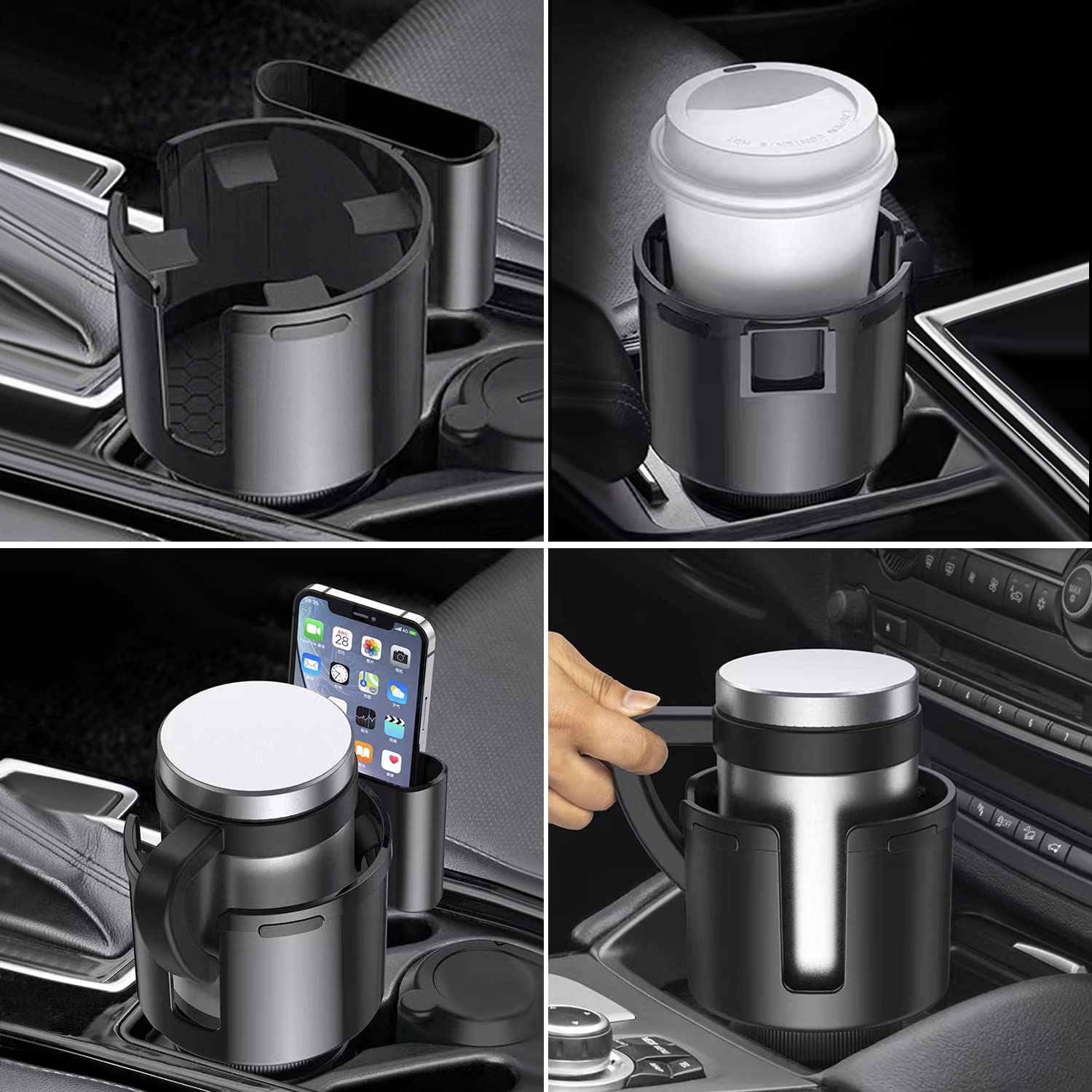 Cup Holder Expander for car?car Cup Holder Expander with Phone Holder Holds Most Car Cup Holder and Phones, Large Cup Holder Adapter for car 32/40 oz