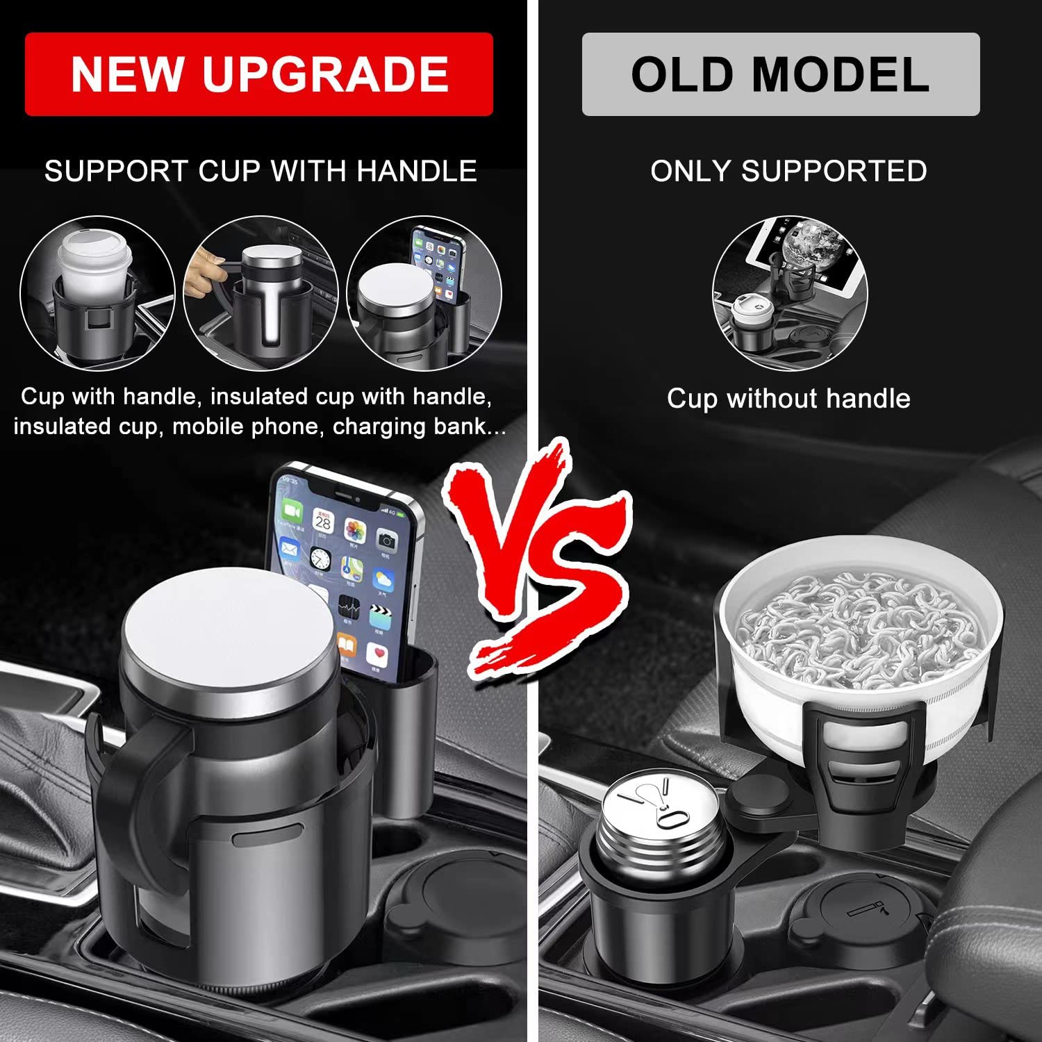 Cup Holder Expander for car?car Cup Holder Expander with Phone Holder Holds Most Car Cup Holder and Phones, Large Cup Holder Adapter for car 32/40 oz