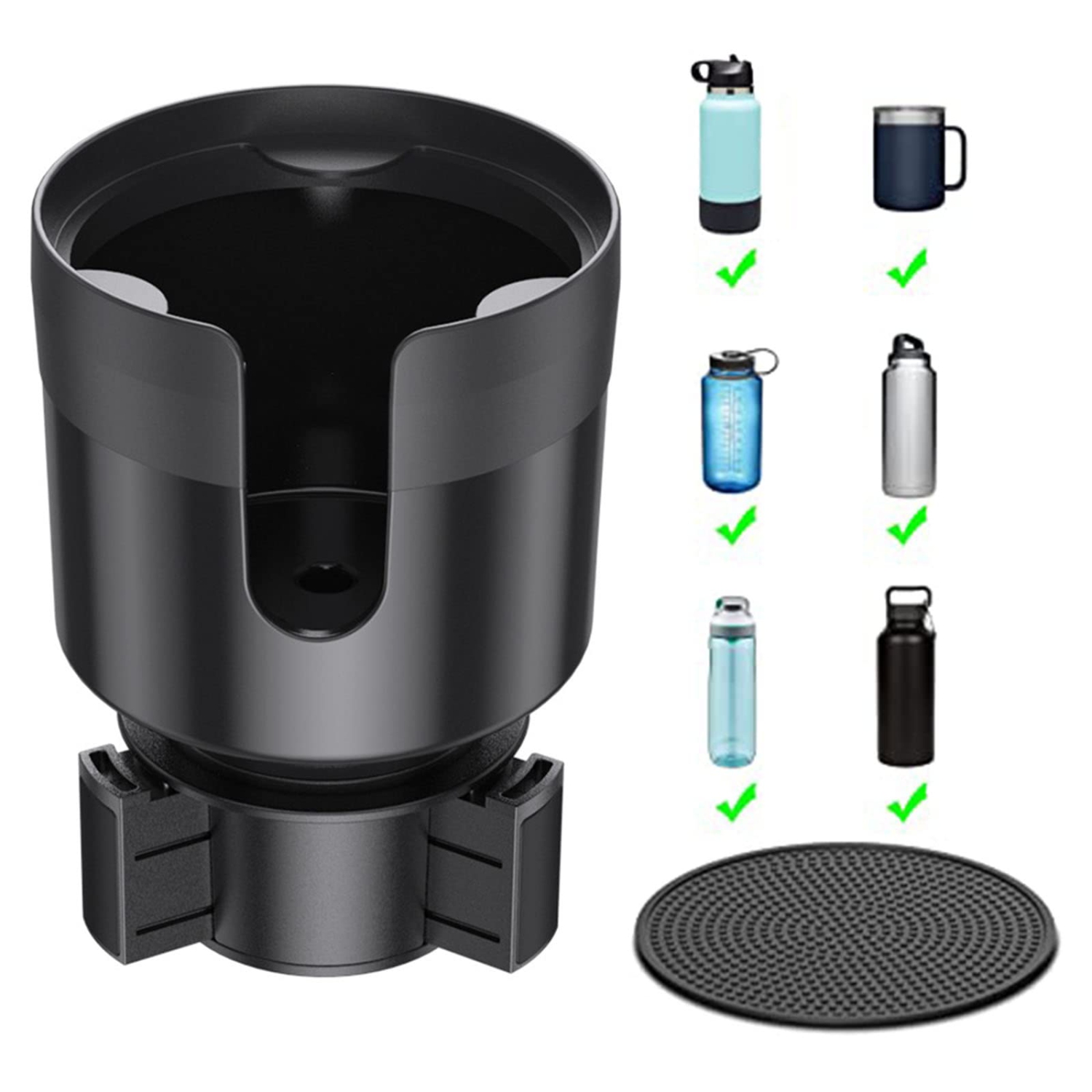 All Purpose Car Cup Holder Expander Insert for Large Bottles 3.4"-3.7",Yeti Mug10oz Yeti Rambler 24/26/36oz HydroFlasks 32/40oz