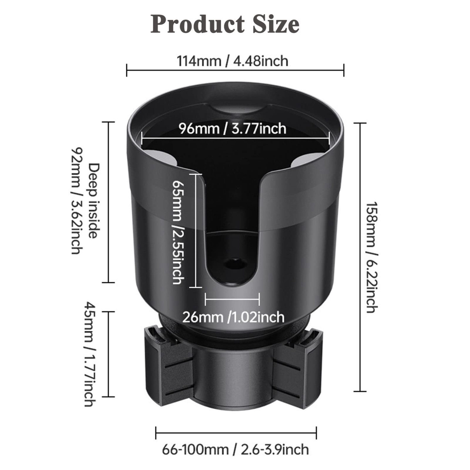All Purpose Car Cup Holder Expander Insert for Large Bottles 3.4"-3.7",Yeti Mug10oz Yeti Rambler 24/26/36oz HydroFlasks 32/40oz