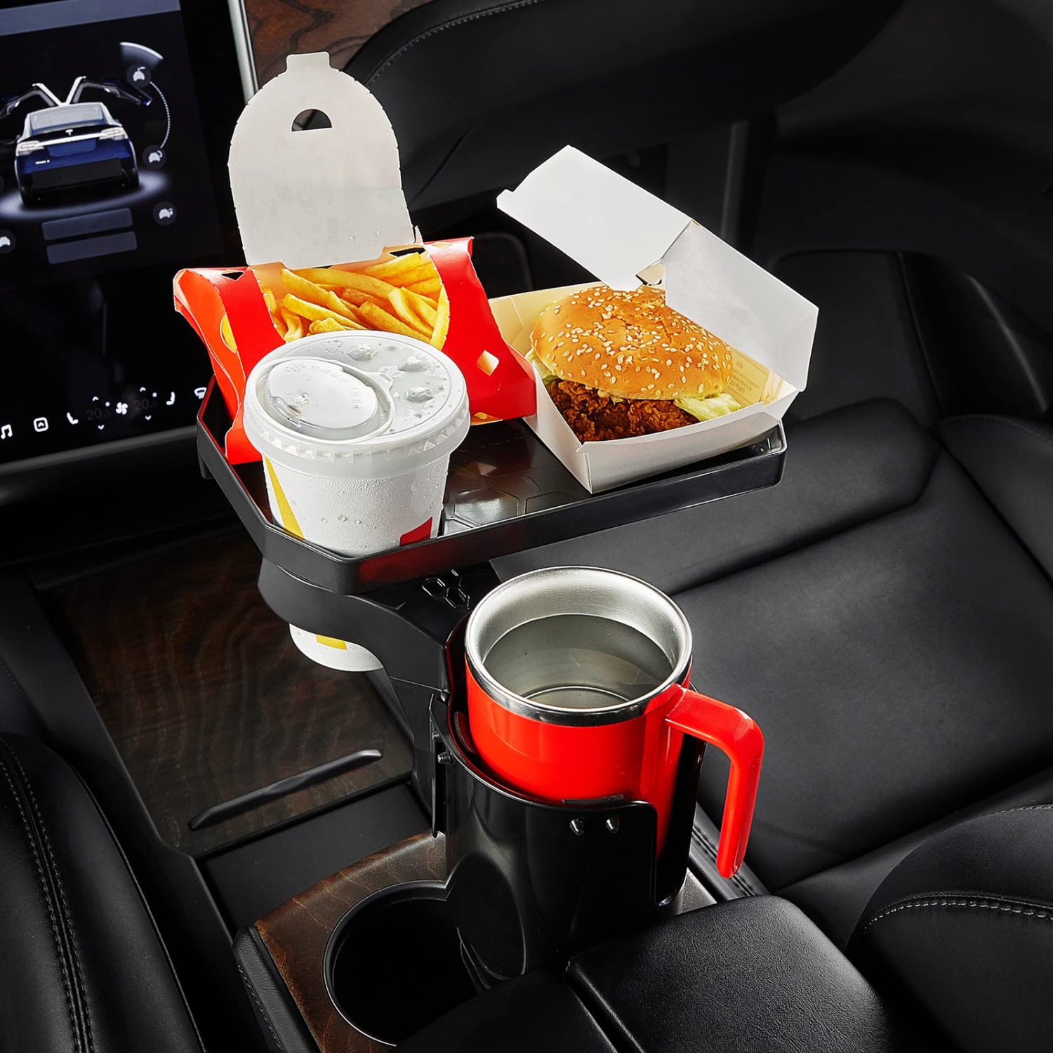 Car Cup Holder Expander, Automotive Cup Attachable Tray with 360° Rotation,Large Cup Holder Adapt Most Regular Cups with 18-40 oz, fit in 2.75-3.25