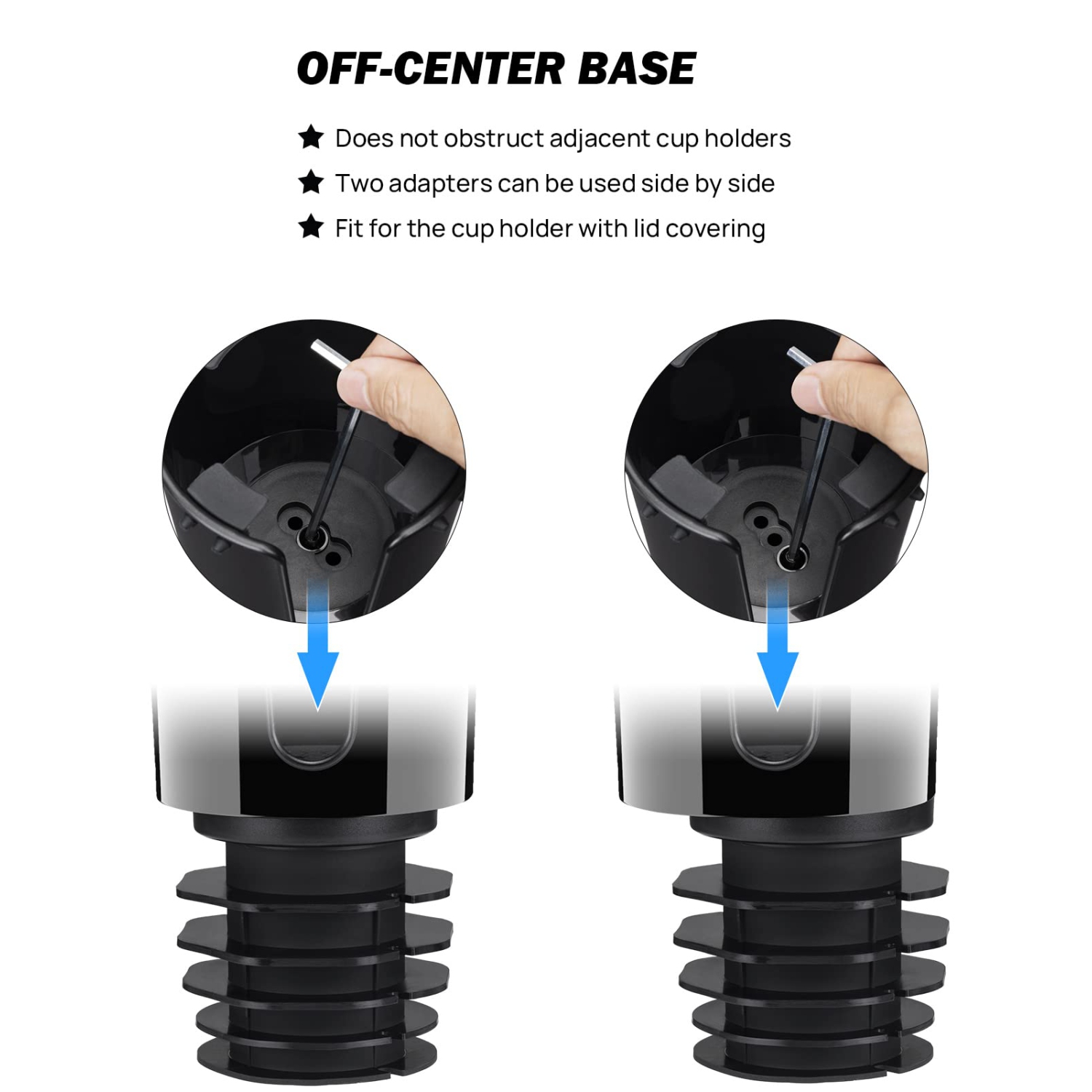 Car Cup Holder Expander, Automotive Cup Attachable Tray with 360° Rotation,Large Cup Holder Adapt Most Regular Cups with 18-40 oz, fit in 2.75-3.25