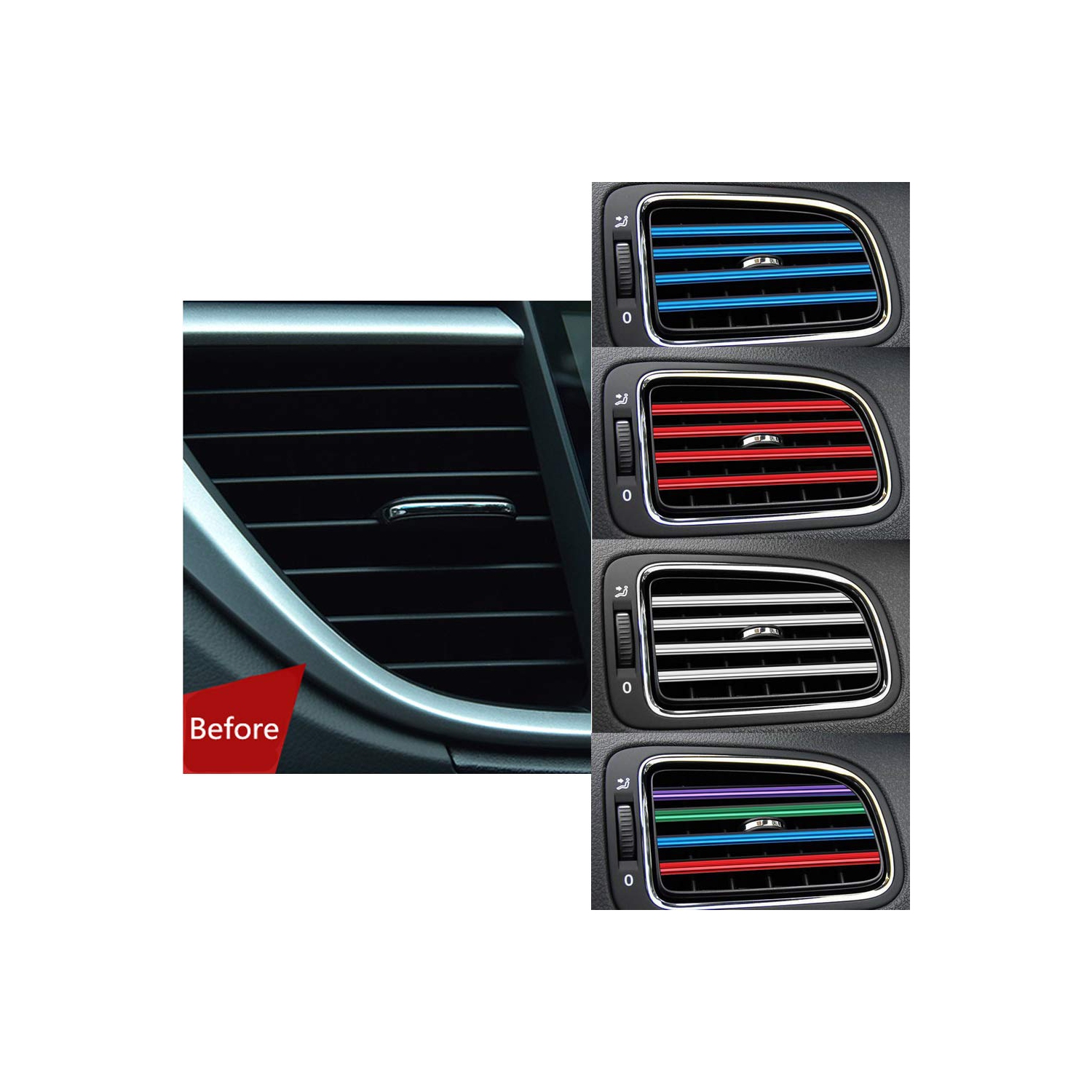 10 pièces PVC climatiseur d'auto bouche d'air bande de garniture décoration à installer soi-même U moulure de moulure de garniture de voiture