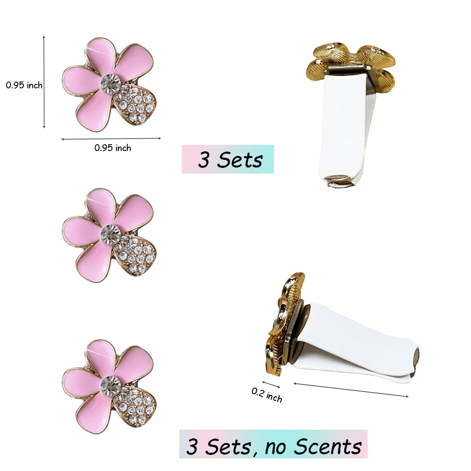 3 Pieces Car Air Vent Clip Crystal Flowers Car Interior Decoration Car Freshener Clip Car Trim Pink Color Cute Bling Car Charm Air Freshener not