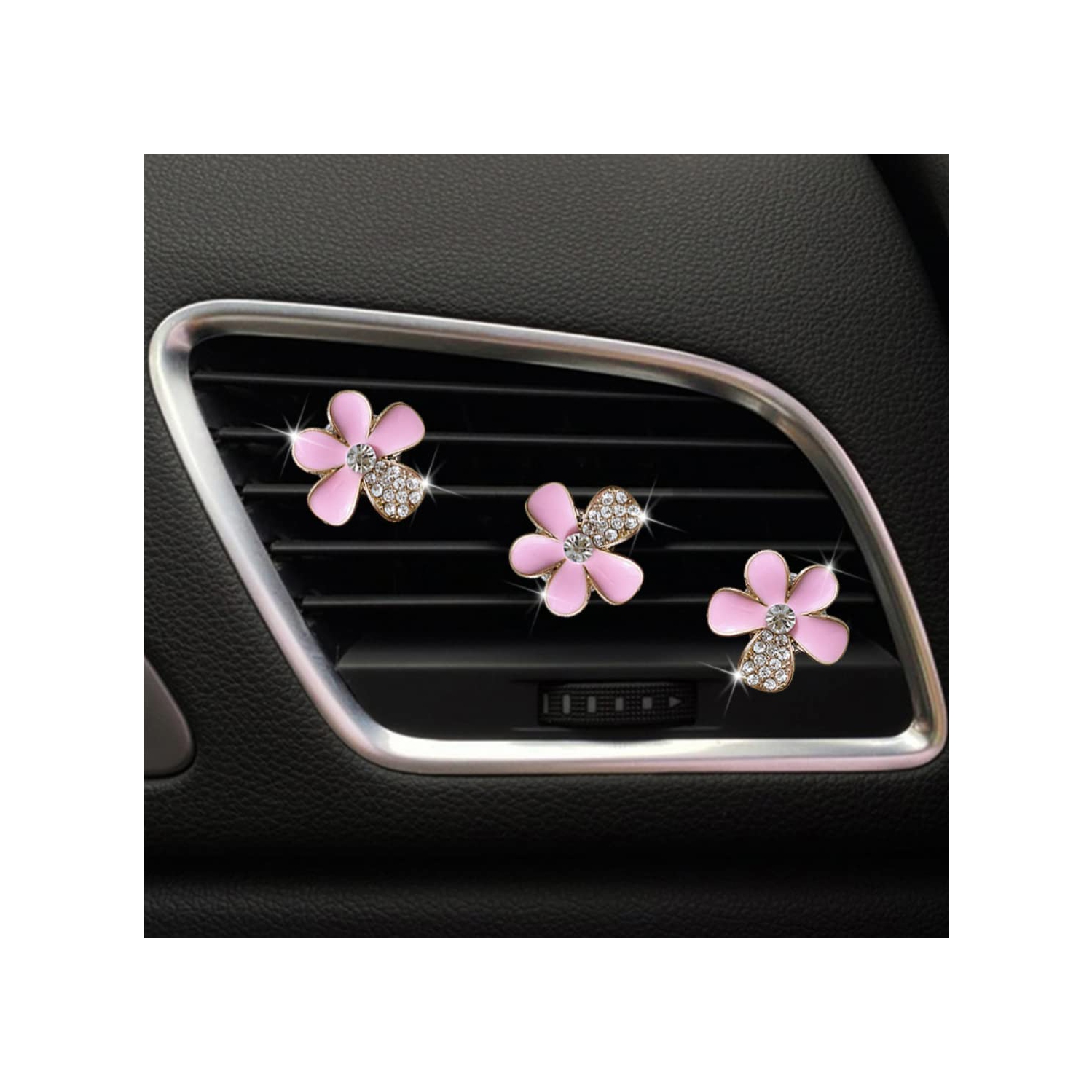 3 Pieces Car Air Vent Clip Crystal Flowers Car Interior Decoration Car Freshener Clip Car Trim Pink Color Cute Bling Car Charm Air Freshener not