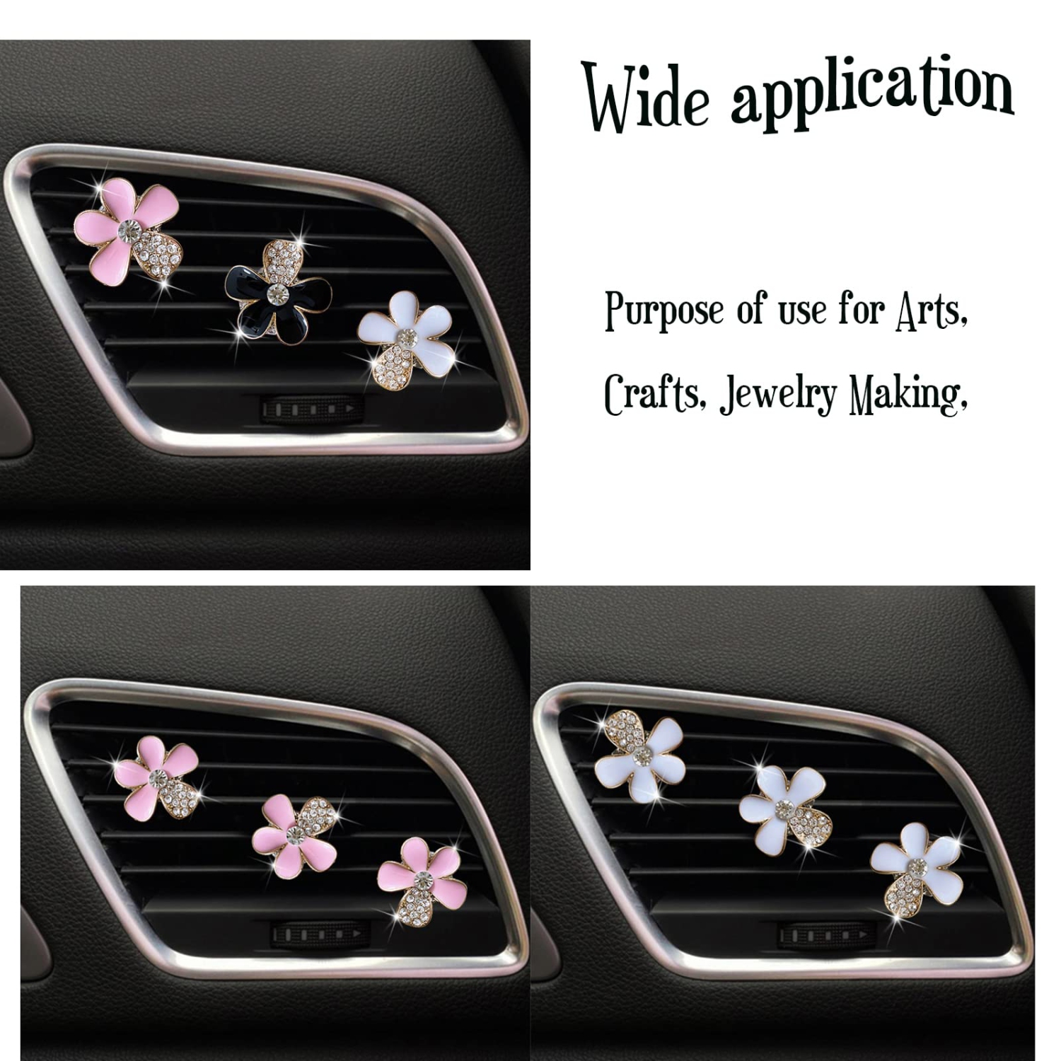 3 Pieces Car Air Vent Clip Crystal Flowers Car Interior Decoration Car Freshener Clip Car Trim Colorful Cute Bling Car Charm Air Freshener not