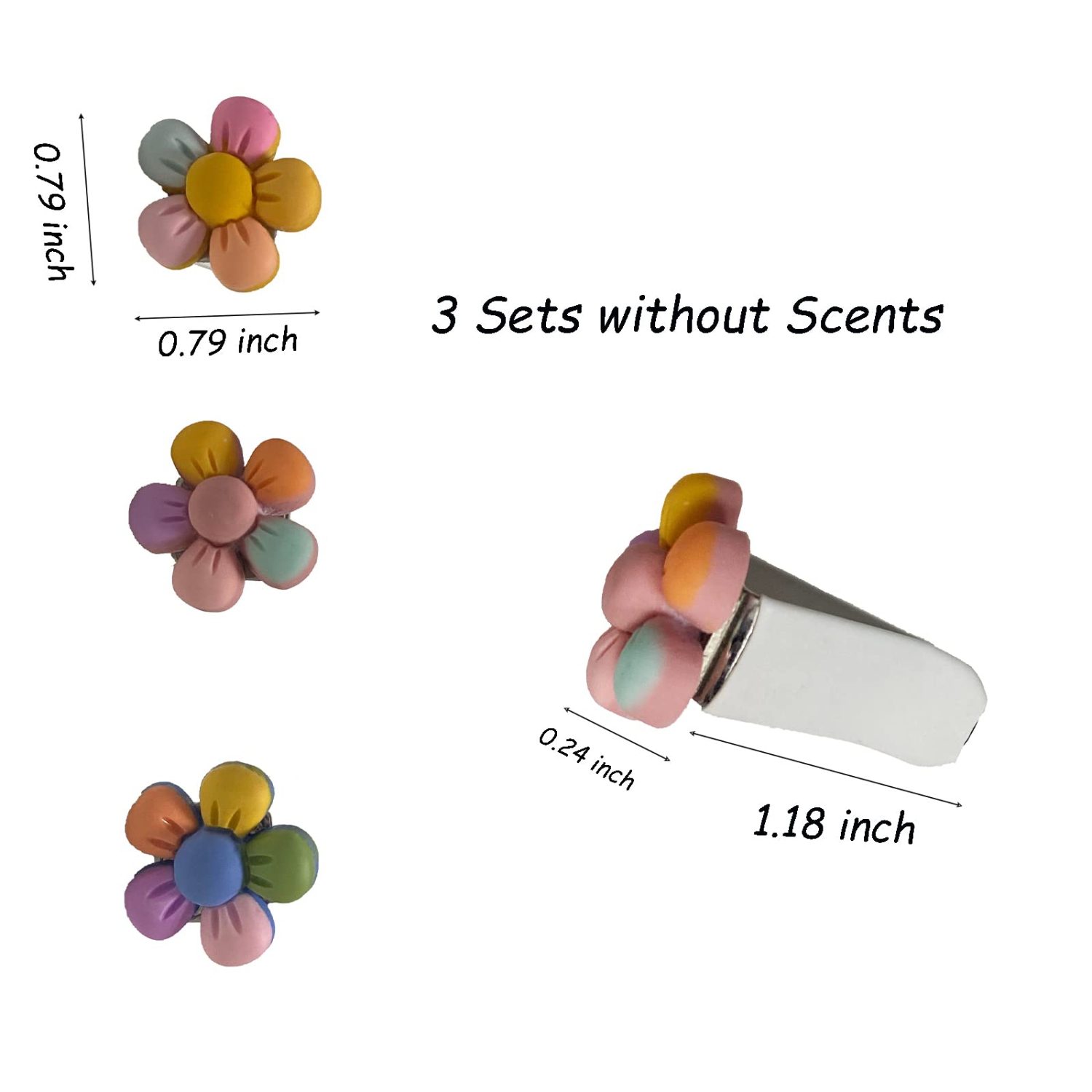 3 PCS Cute Car Air Vent Clips Charm, Automotive Interior Accessories,Pipishoop Cute Flowers Car Air Conditioner Decor, Car Trim Colorful Car Charm