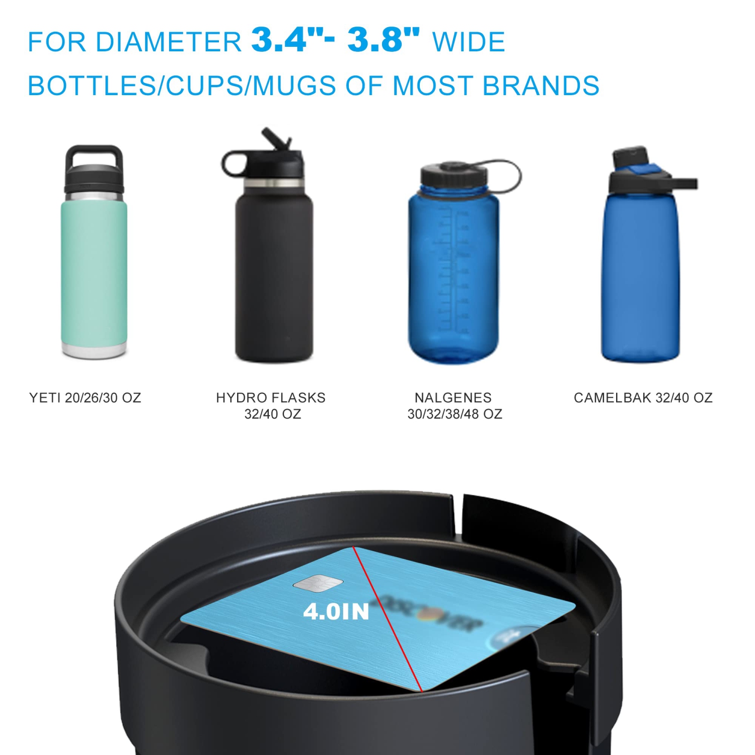 Car Cup Holder Tray with Expandable Base Car Food Tray Table Compatible with Yeti 20/26/30 oz Hydro Flasks 32/40 oz Camelbak 32/40 oz and Other