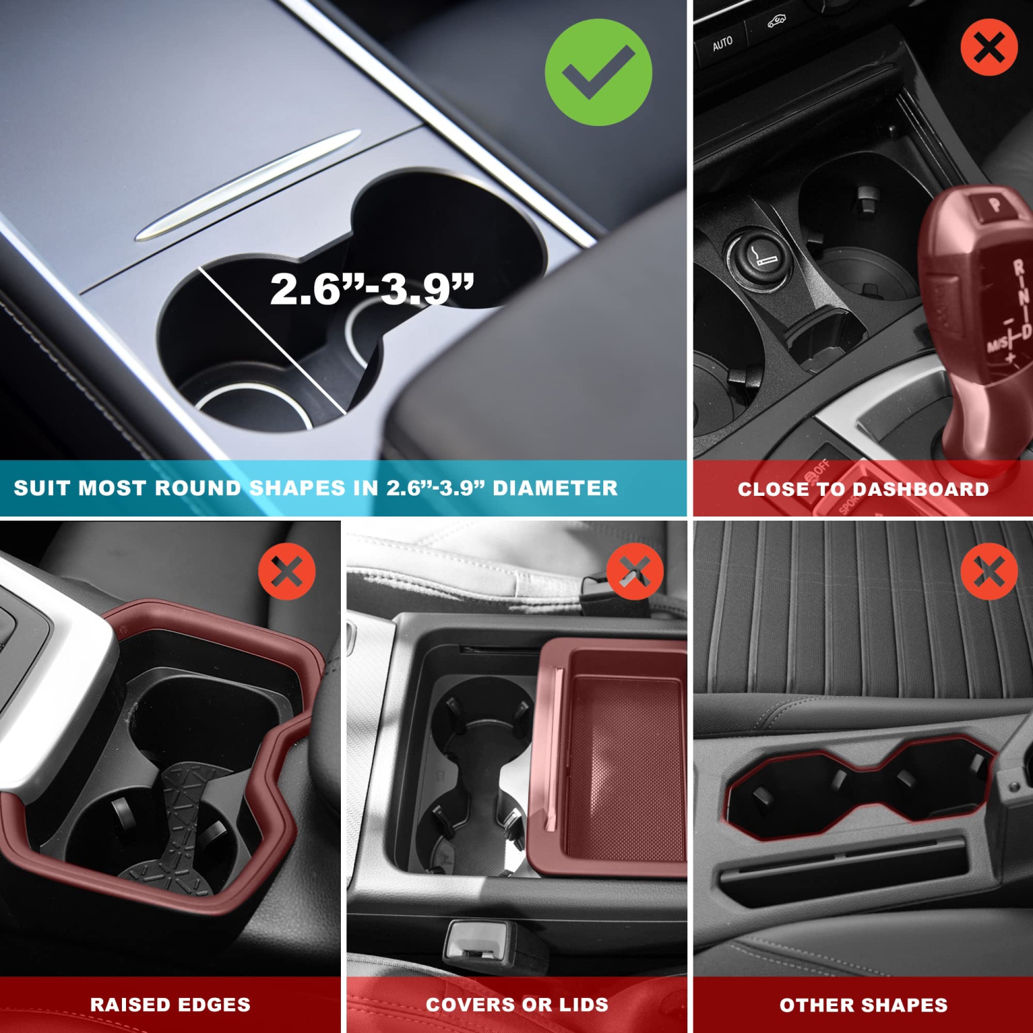 Car Cup Holder Tray with Expandable Base Car Food Tray Table Compatible with Yeti 20/26/30 oz Hydro Flasks 32/40 oz Camelbak 32/40 oz and Other