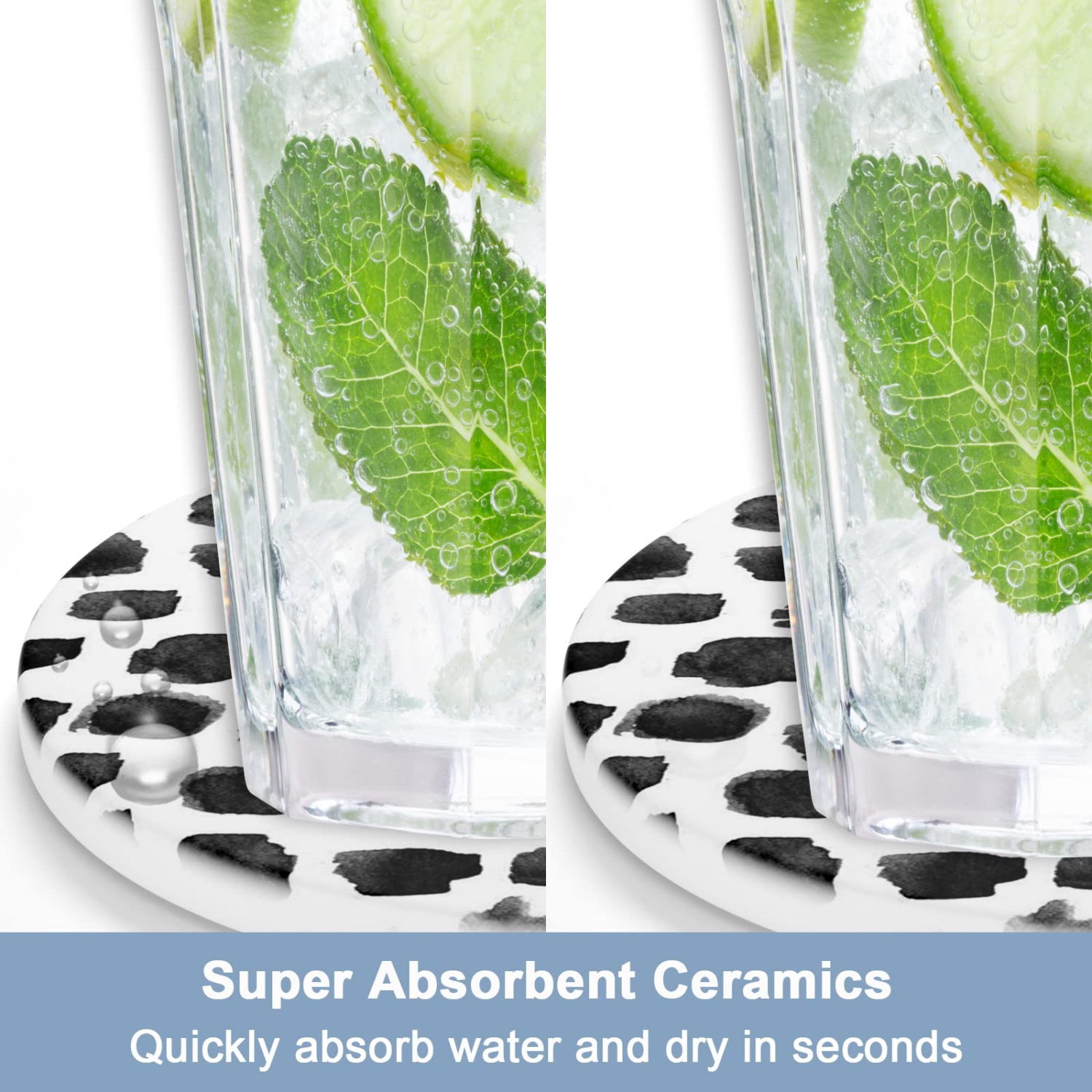 Car Coasters for Cup Holders, 2 Pack Absorbent Ceramic Car Cup Holder Coaster for Drinks, Cute Car Assecories for Women Men, Size 2.56" with Finger