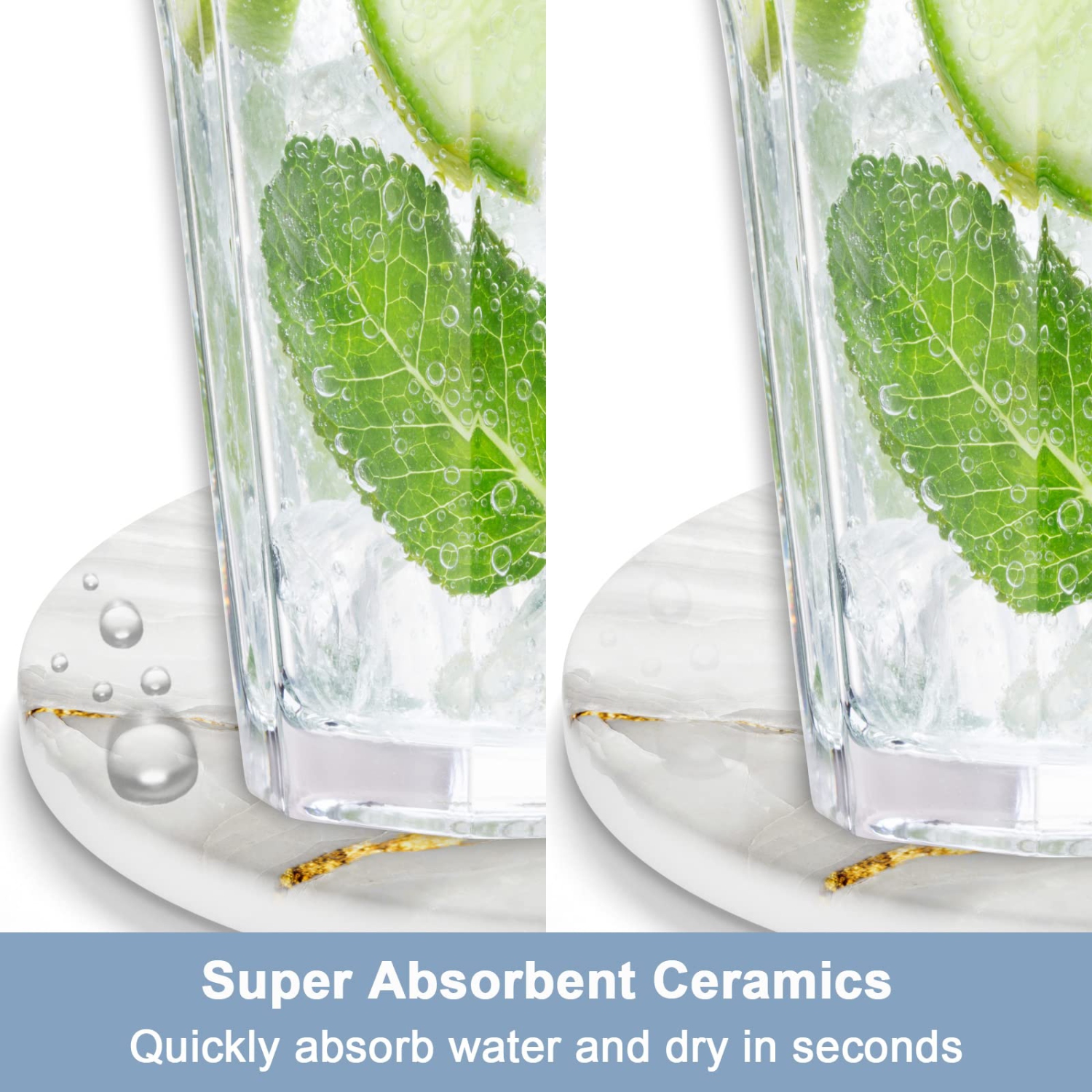 Car Coasters for Cup Holders, 2 Pack Absorbent Ceramic Car Cup Holder Coaster for Drinks, Cute Car Assecories for Women Men, Size 2.56" with Finger