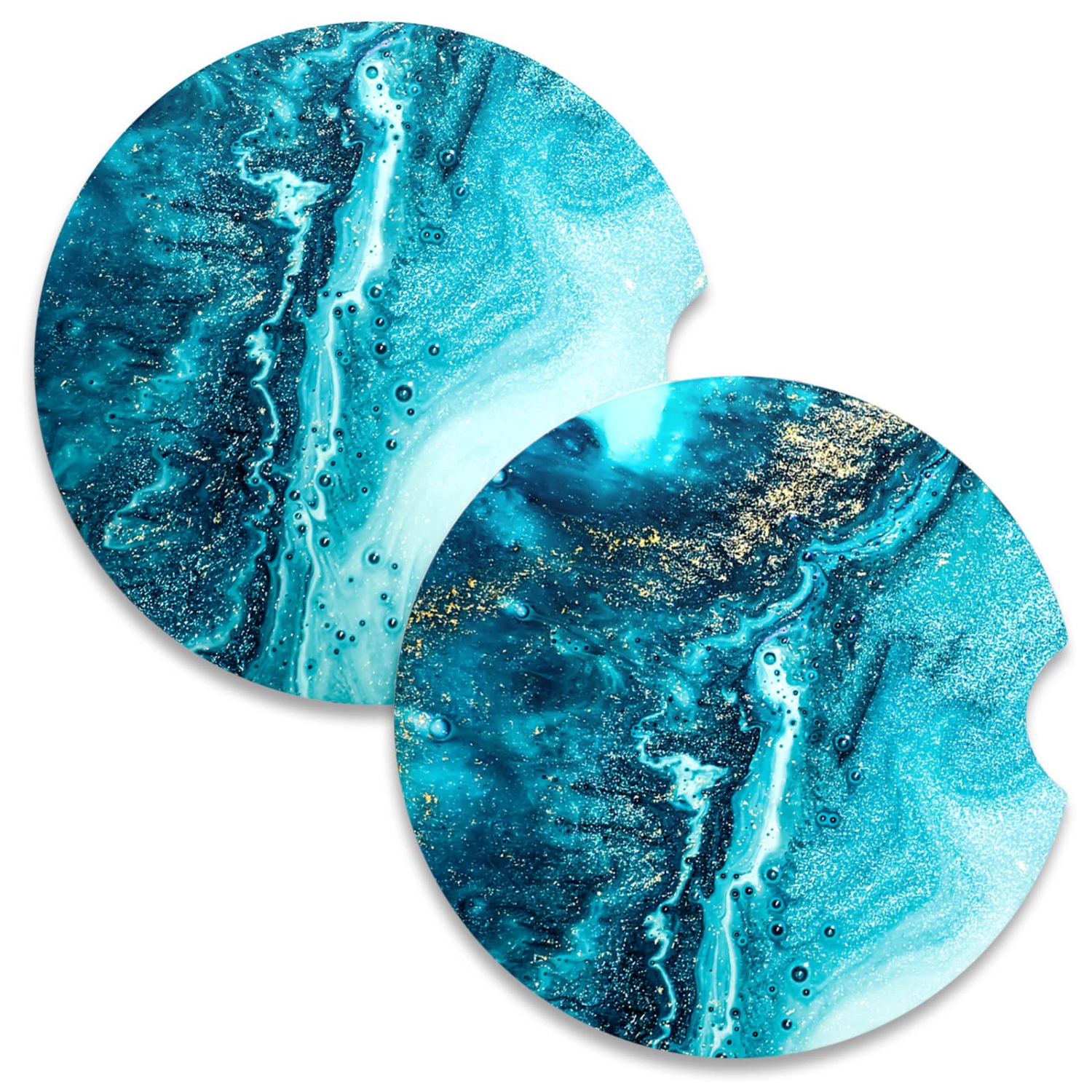 Car Coasters for Cup Holders, 2 Pack Absorbent Ceramic Car Cup Holder Coaster for Drinks, Cute Car Assecories for Women Men, Size 2.56" with Finger