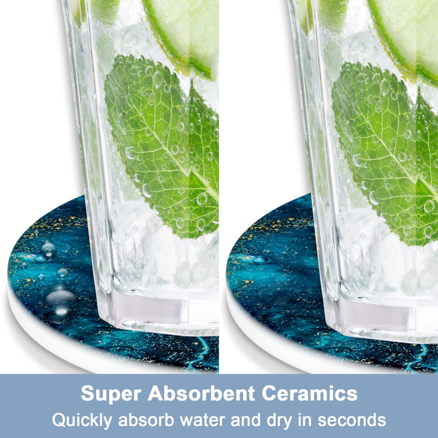 Car Coasters for Cup Holders, 2 Pack Absorbent Ceramic Car Cup Holder Coaster for Drinks, Cute Car Assecories for Women Men, Size 2.56" with Finger