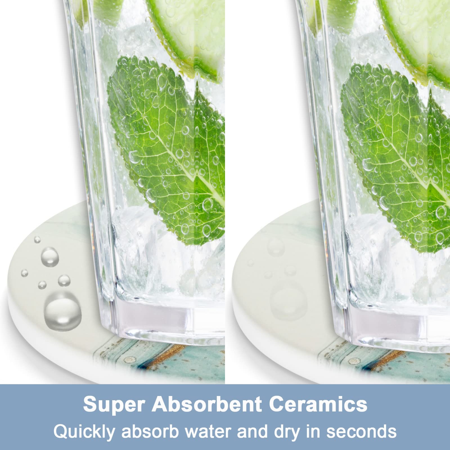 Car Coasters for Cup Holders, 2 Pack Absorbent Ceramic Car Cup Holder Coaster for Drinks, Cute Car Assecories for Women Men, Size 2.56" with Finger