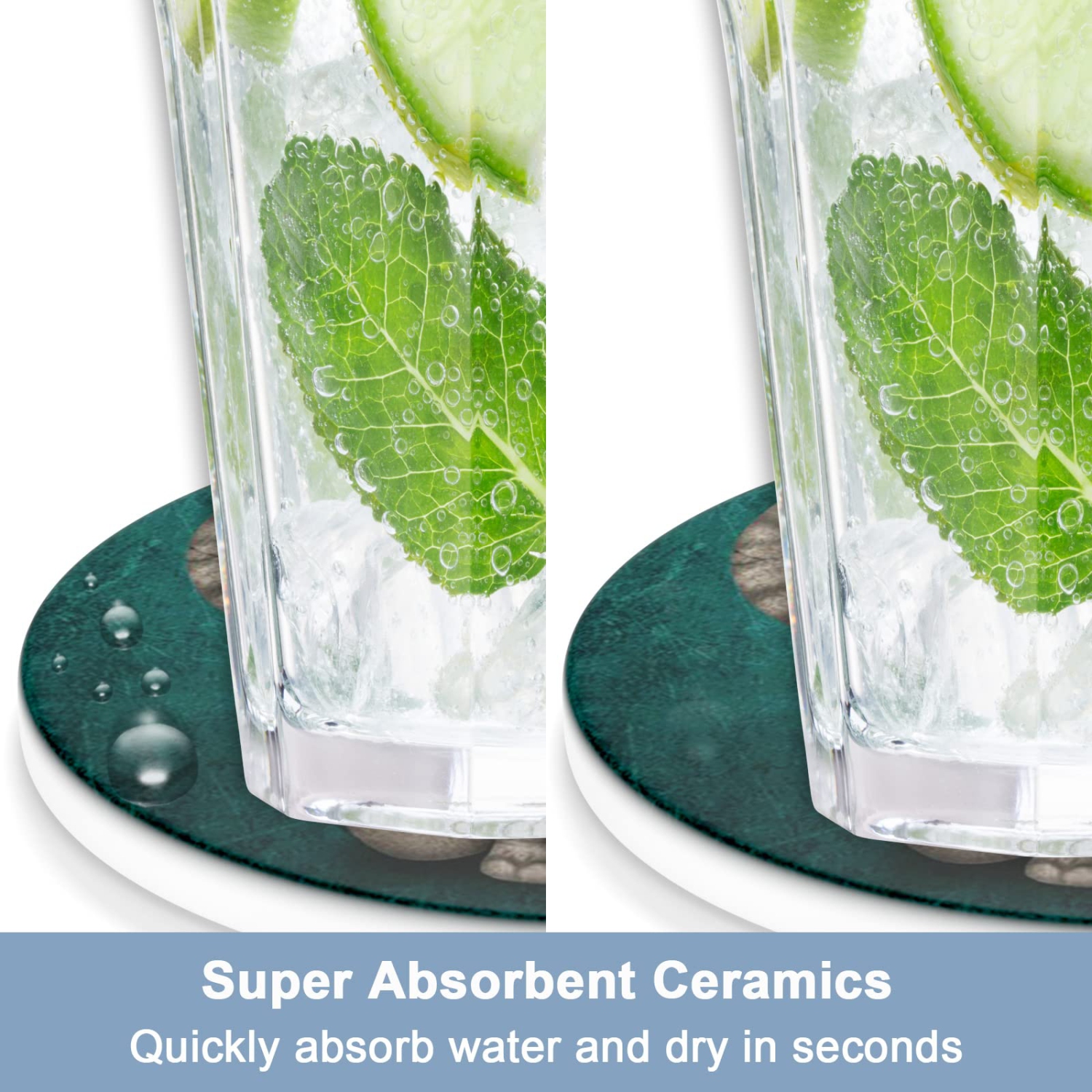 Car Coasters for Cup Holders, 2 Pack Absorbent Ceramic Car Cup Holder Coaster for Drinks, Cute Car Assecories for Women Men, Size 2.56" with Finger