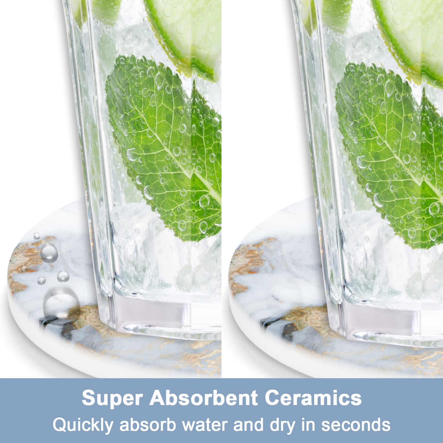 Car Coasters for Cup Holders, 2 Pack Absorbent Ceramic Car Cup Holder Coaster for Drinks, Cute Car Assecories for Women Men, Size 2.56" with Finger