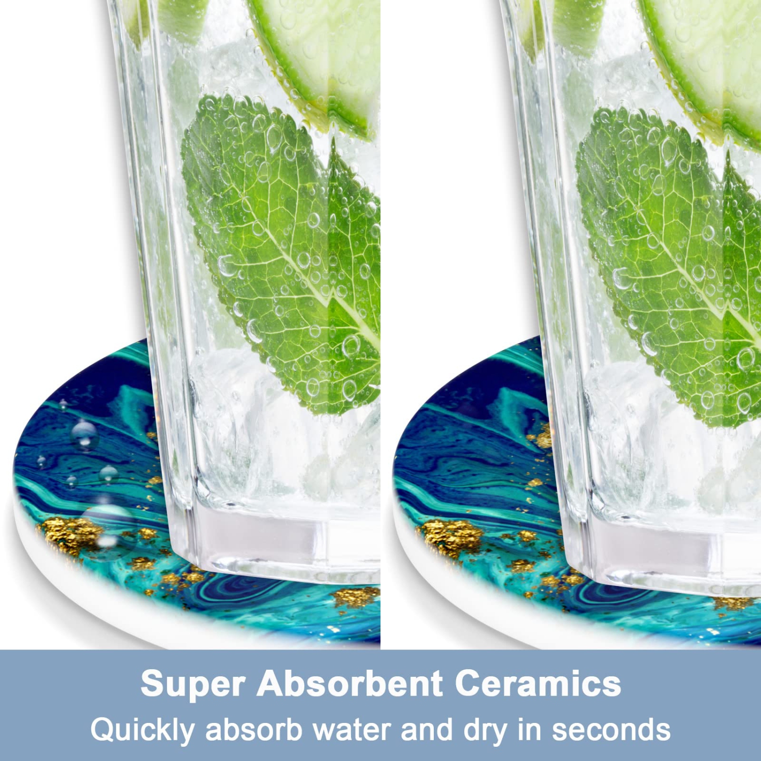 Car Coasters for Cup Holders, 2 Pack Absorbent Ceramic Car Cup Holder Coaster for Drinks, Cute Car Assecories for Women Men, Size 2.56" with Finger