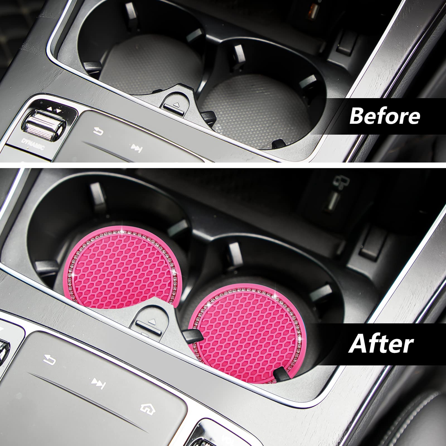 2pcs Car Cup Holder Coasters Rhinestone Car Accessories Glitter Car Coasters Bling Car Cup Mats for Cars Trucks Vehicles