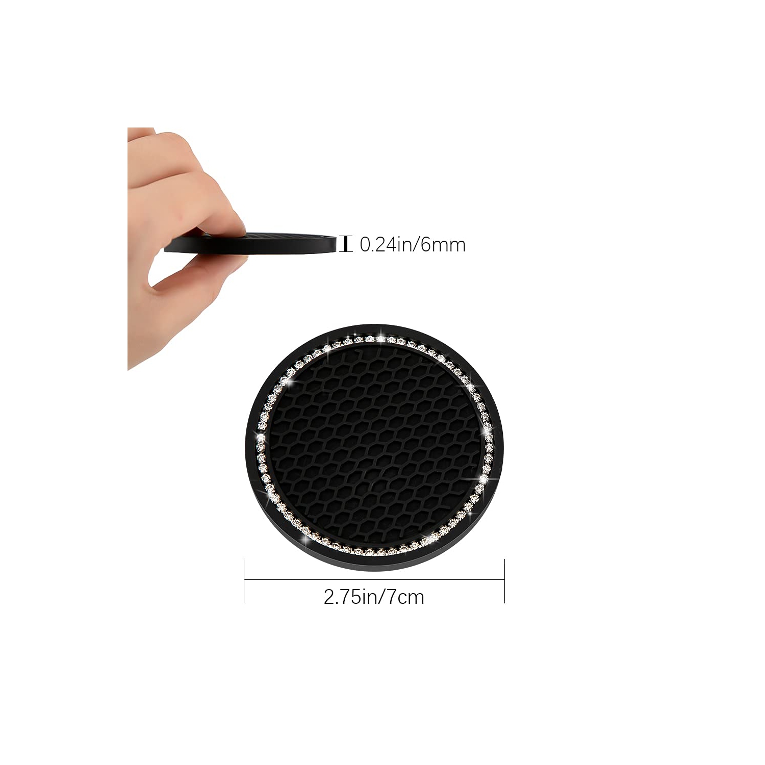 Porte-gobelet d'auto 2 pièces Coasters Rhinestone car Accessoires Glitter car Coasters Bling Cup Mats pour voitures, camions, véhicules