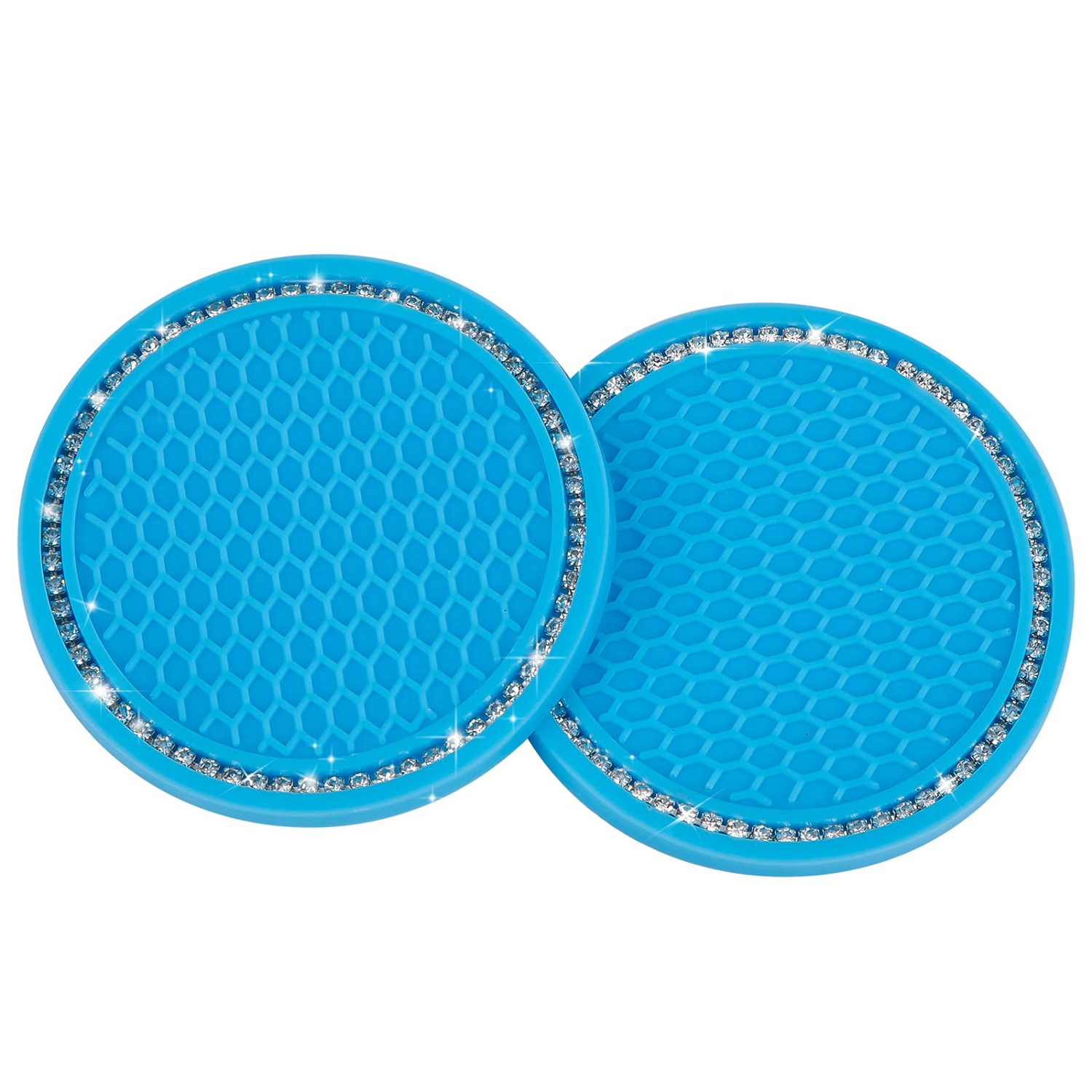 2pcs Car Cup Holder Coasters Rhinestone Car Accessories Glitter Car Coasters Bling Car Cup Mats for Cars Trucks Vehicles