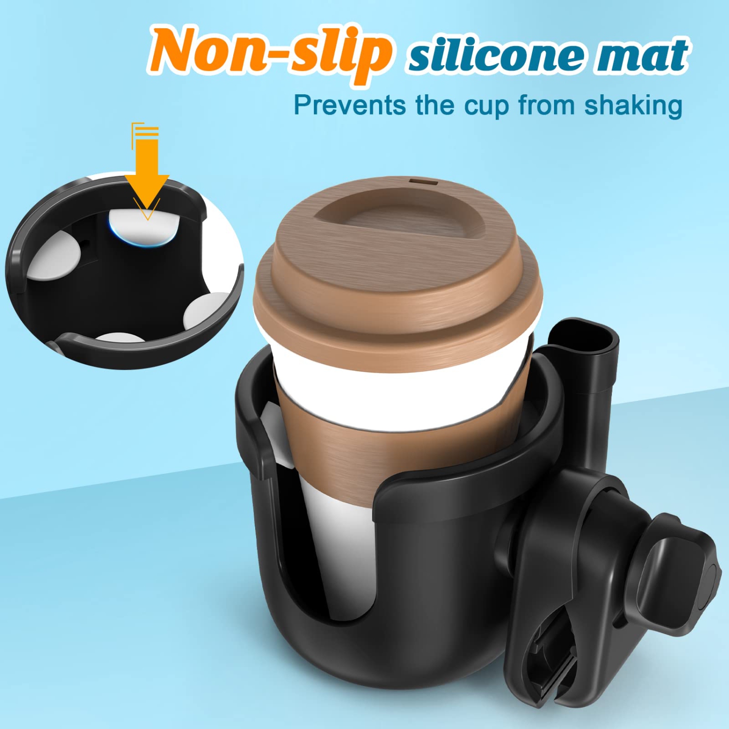 Stroller Cup Holder,Gusieapue Universal Pushchair/Pram Cup Holder,Baby Bottle Organizer for Stroller,Drink and Coffee Cup Holder with Phone Storage