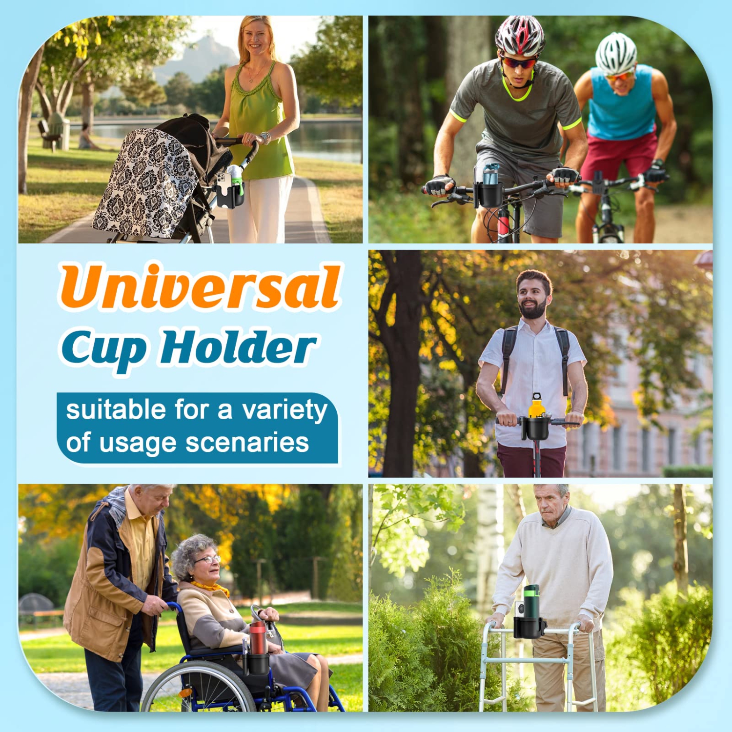 Stroller Cup Holder,Gusieapue Universal Pushchair/Pram Cup Holder,Baby Bottle Organizer for Stroller,Drink and Coffee Cup Holder with Phone Storage