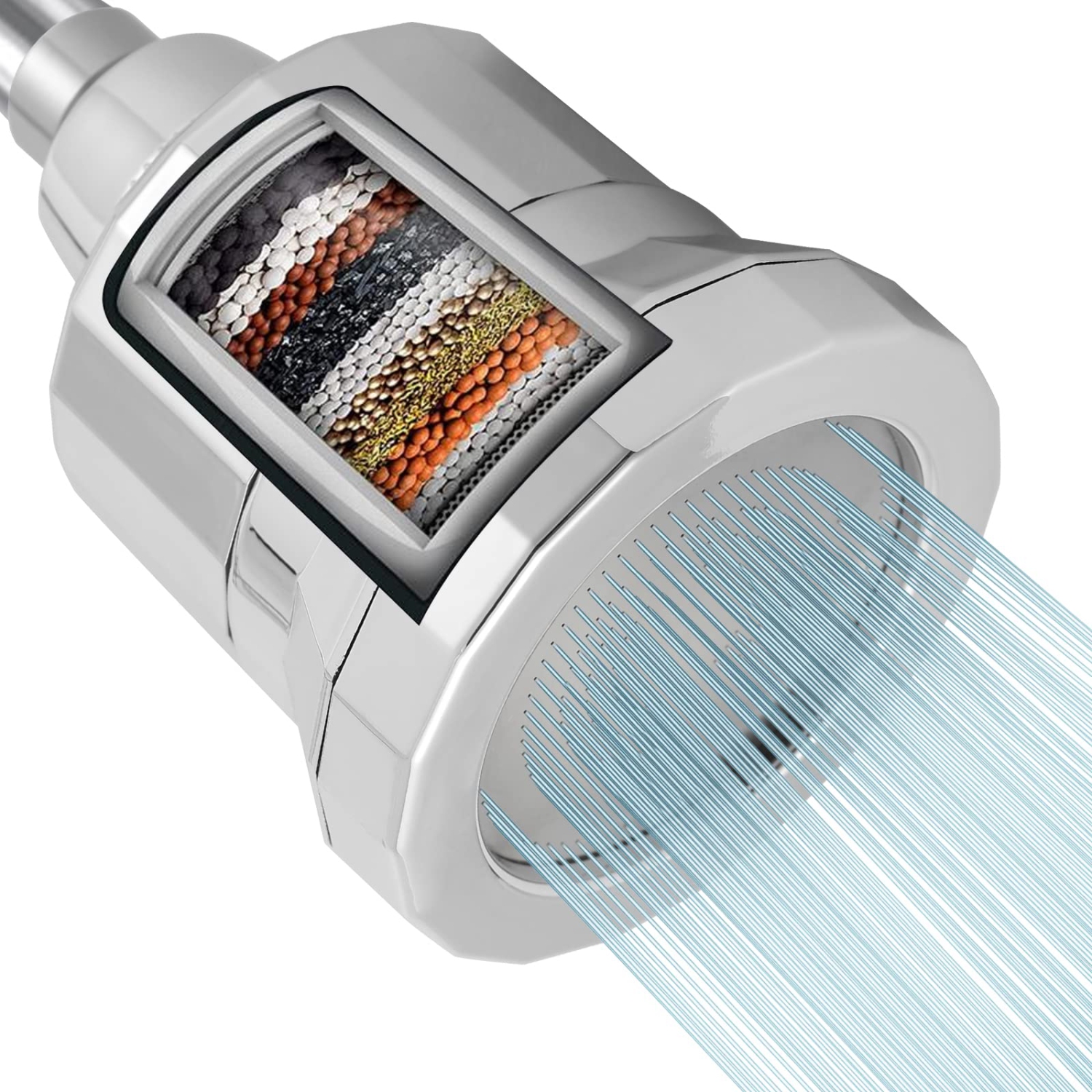 Filtre de douche à 15 étapes pour eau dure, pomme de douche adoucisseur d'eau haute pression, filtres de douche pour éliminer le chlore et le