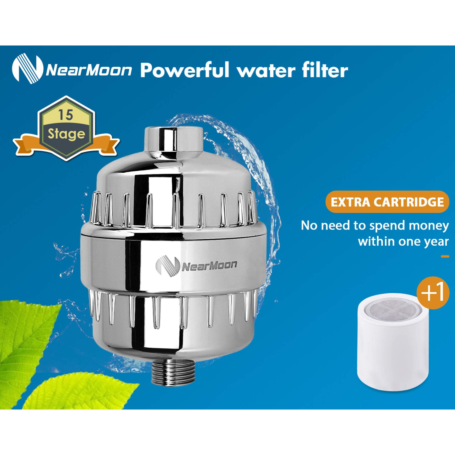 Pomme de douche carrée et filtre de douche à 15 étapes, pomme de douche filtrée haute pression pour eau dure, améliore l'état de votre peau, cheveux