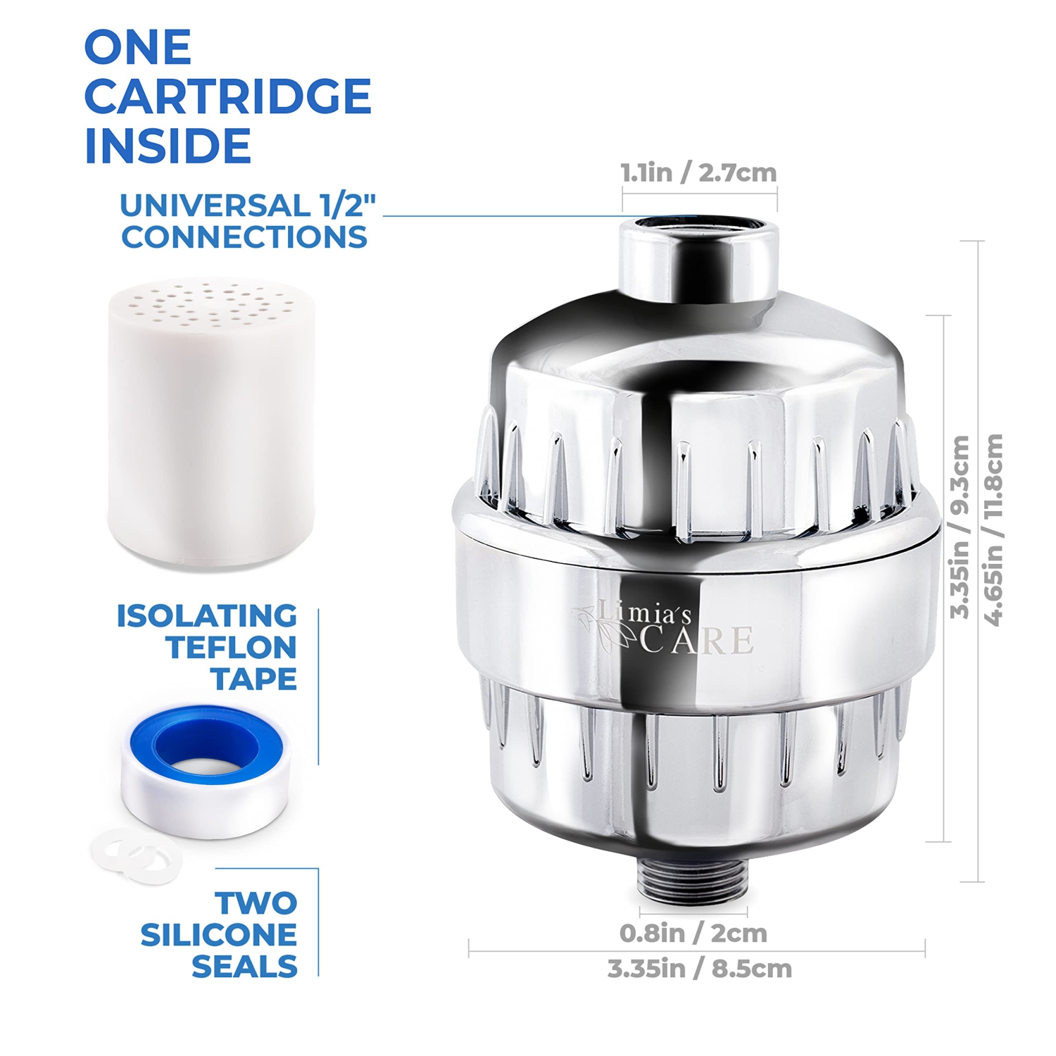 15-Stage Shower Filter - Shower Head Filter - Chlorine Filter - Hard Water Filter - Water Softener - Showerhead Filter with Replaceable Cartridge -