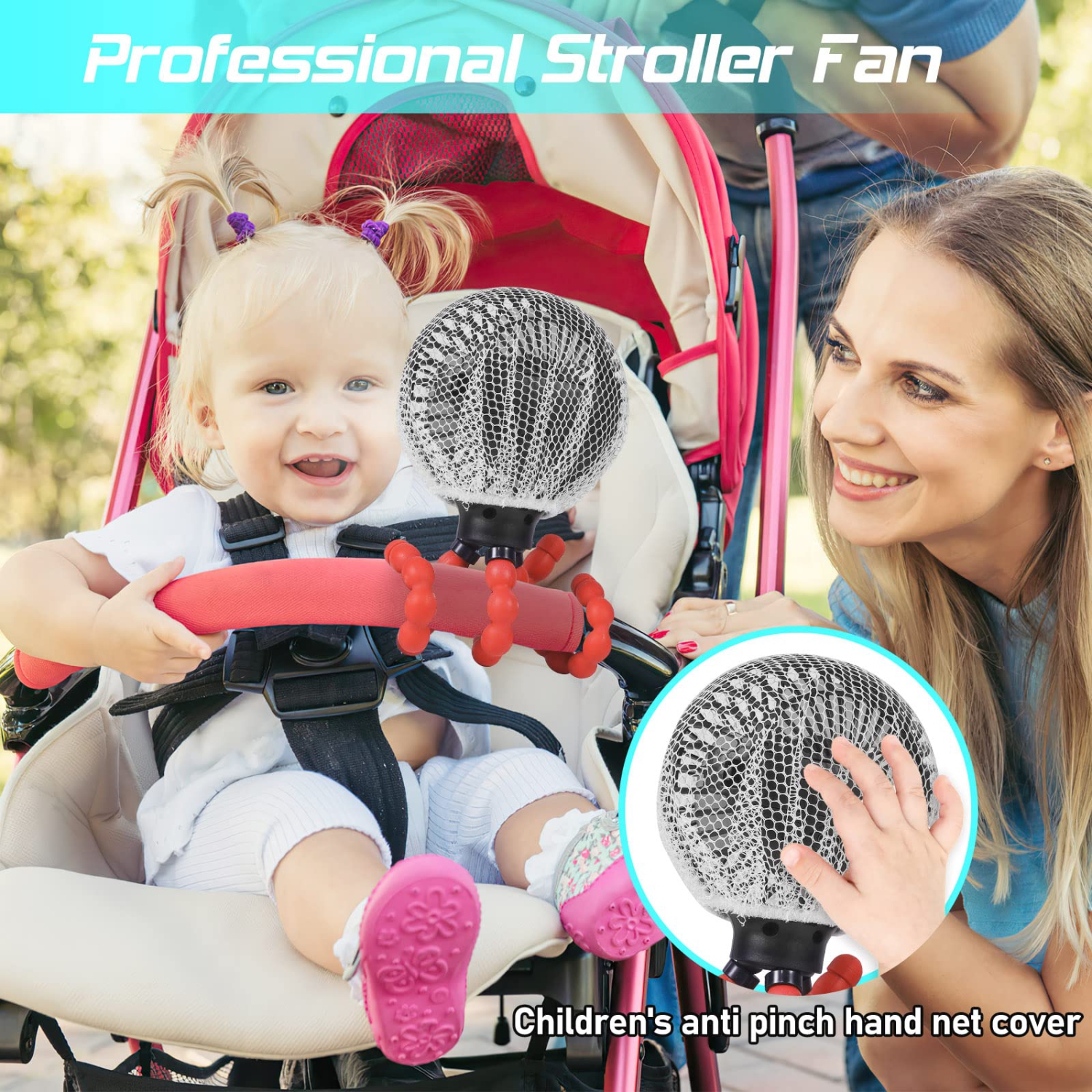 Stroller Fan Upgraded Portable Fan Versatile Fan Personal Desk Fan USB Rechargeable Fan with LED Light Flexible Tripod Design Handheld Fan 3 Speeds