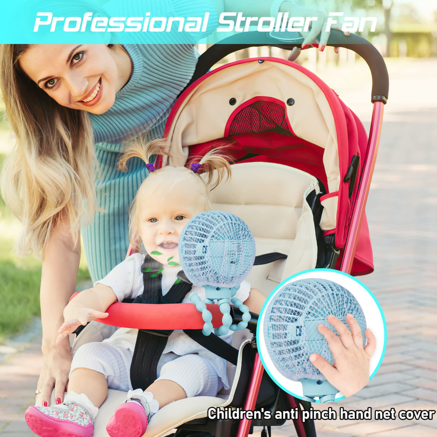Stroller Fan Upgraded Portable Fan Versatile Fan Personal Desk Fan USB Rechargeable Fan with LED Light and Aromatherapy Flexible Tripod Design