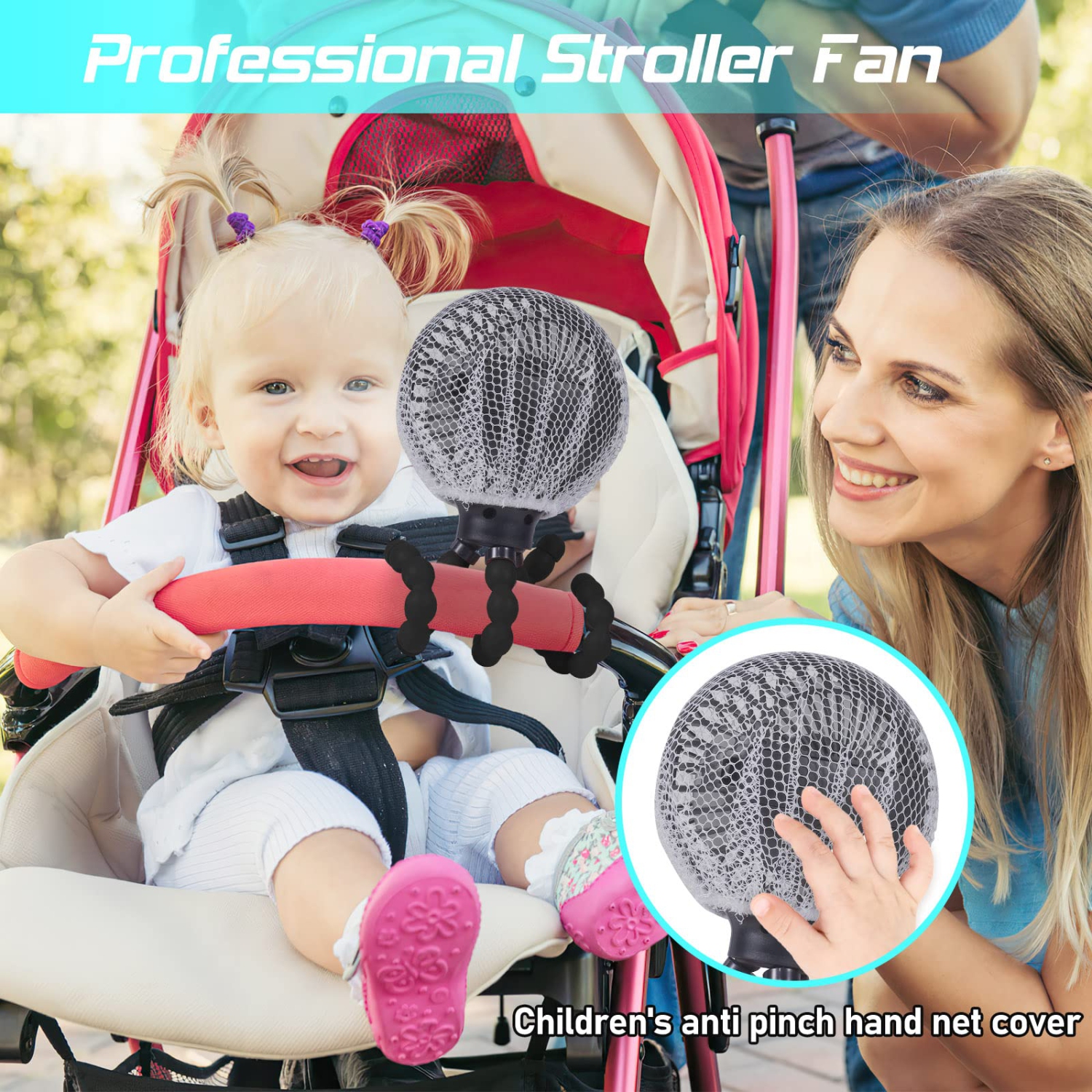 Stroller Fan Upgraded Portable Fan Versatile Fan Personal Desk Fan USB Rechargeable Fan with LED Light and Aromatherapy Flexible Tripod Design