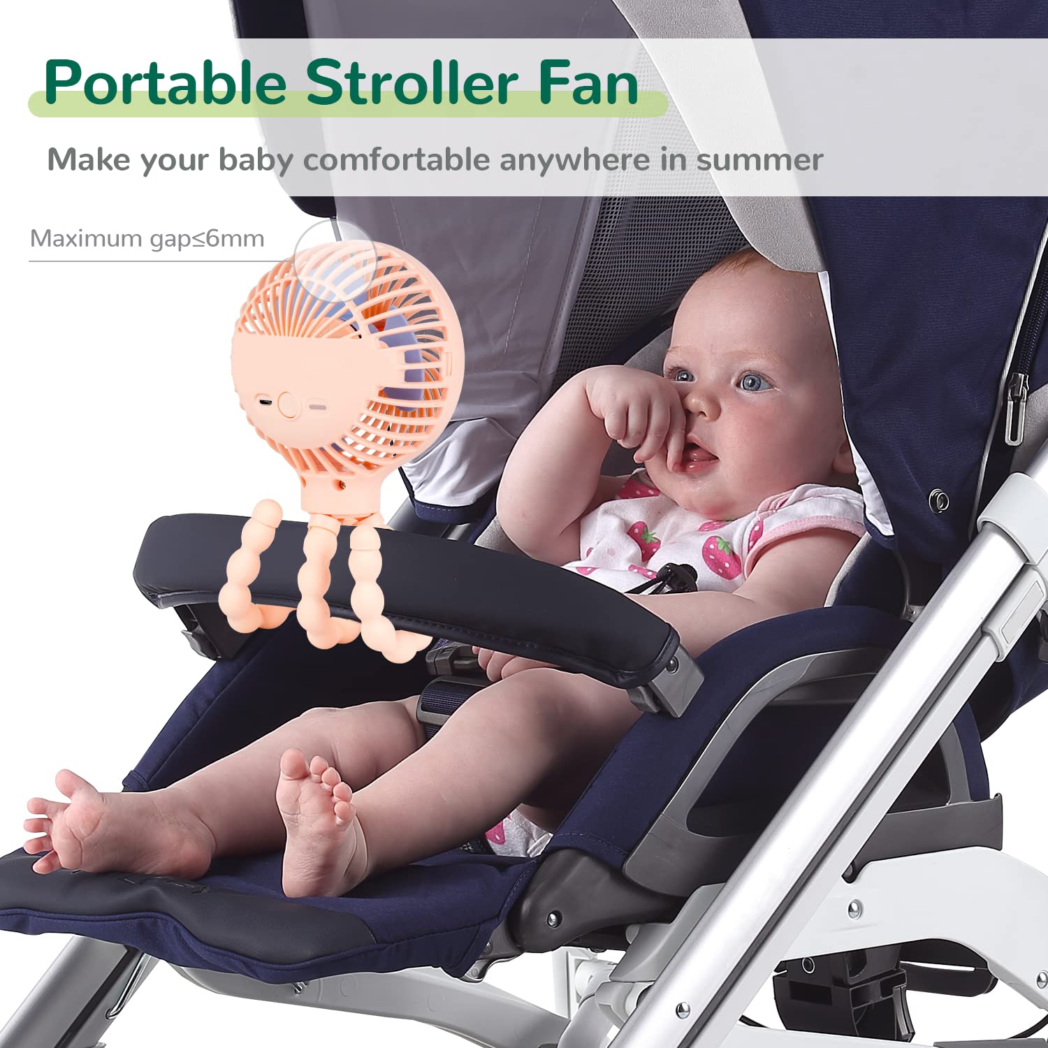 Mini ventilateur poussette, ventilateur portatif à pince portatif avec trépied flexible pour bureau de vélo poussette tapis roulant siège d'auto