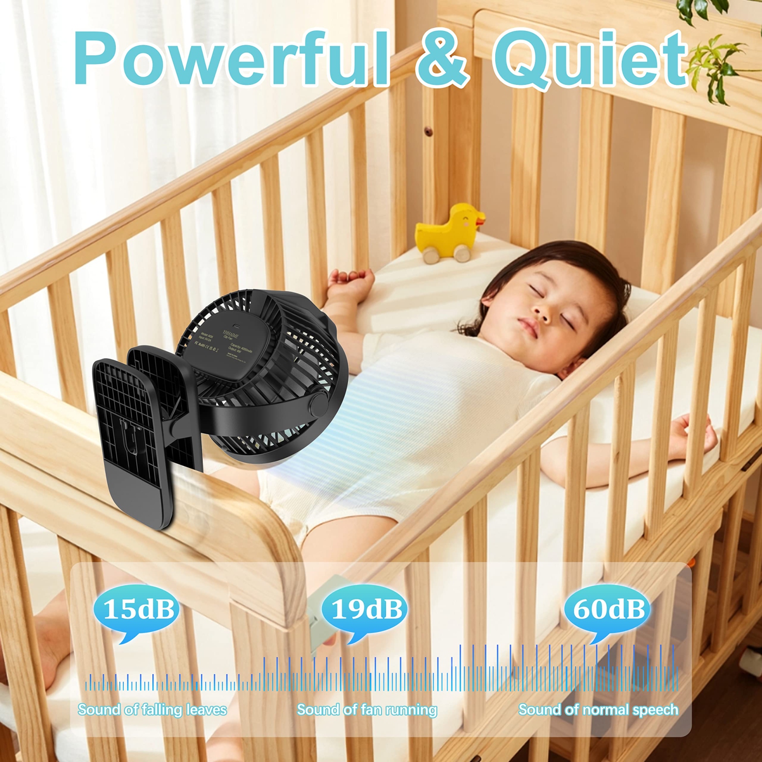 Portable Desk Fan, Stroller Fan for Baby Clip on Fan Rechargeable Mini Fan 4000mAh(5-24H) Battery Operated for Camping Car Bedroom Indoor Outdoor