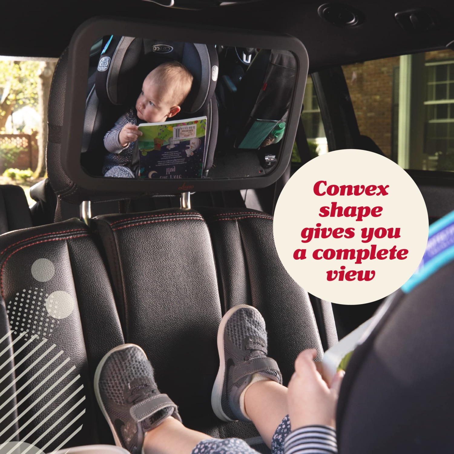 Miroir de siège arrière pour bébé pour l'auto - plus grand et plus stable avec fini mat de qualité supérieure - vue cristalline du siège d'auto de