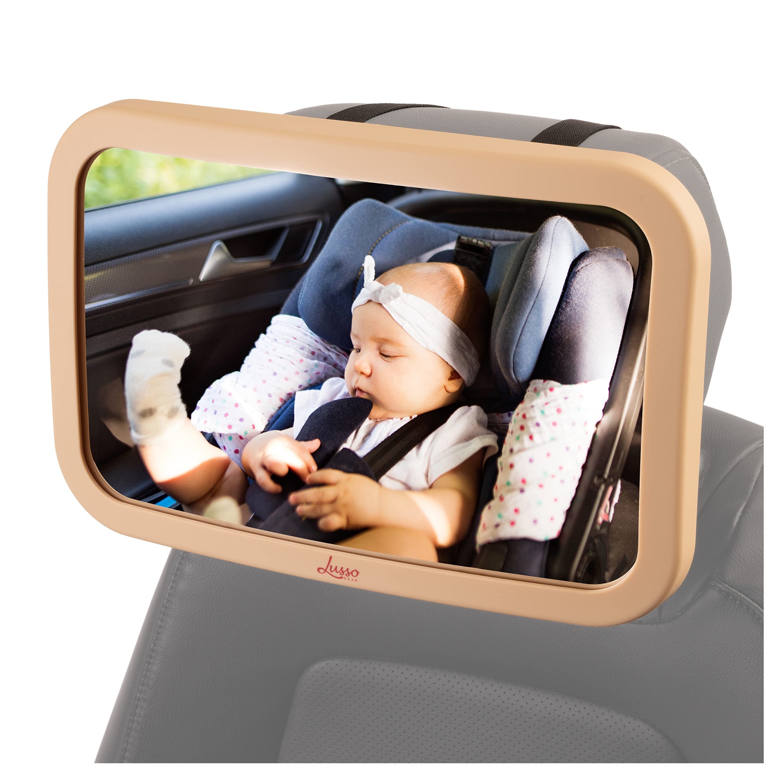 Miroir de siège arrière pour bébé pour l'auto - plus grand et plus stable avec fini mat de qualité supérieure - vue cristalline du siège d'auto de