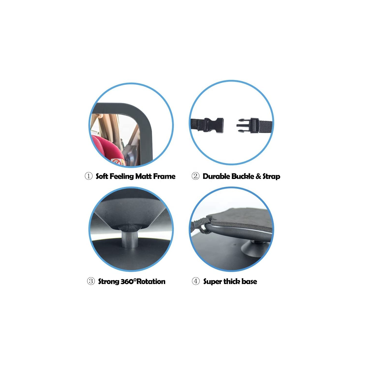 Baby Car Mirror, Safety Car Seat Mirror for Rear Facing Infant with Wide Crystal Clear View, Shatterproof, Fully Assembled, Crash Tested and Certified