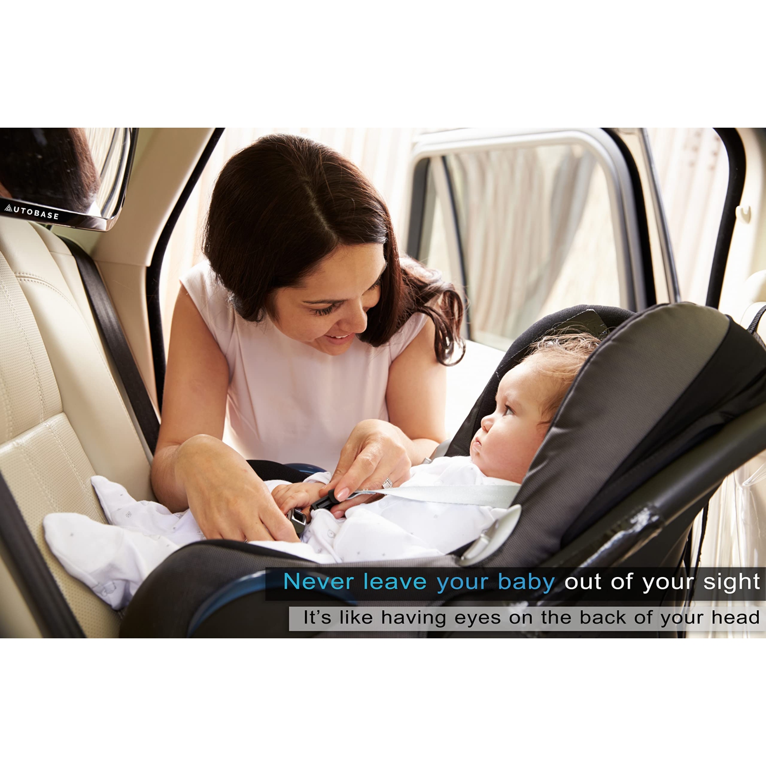 Autobase Baby Mirror for Car | Shatterproof and Safest car mirror baby rear facing seat | Newborn essentials for Travel | Baby Registry Must Have 2022