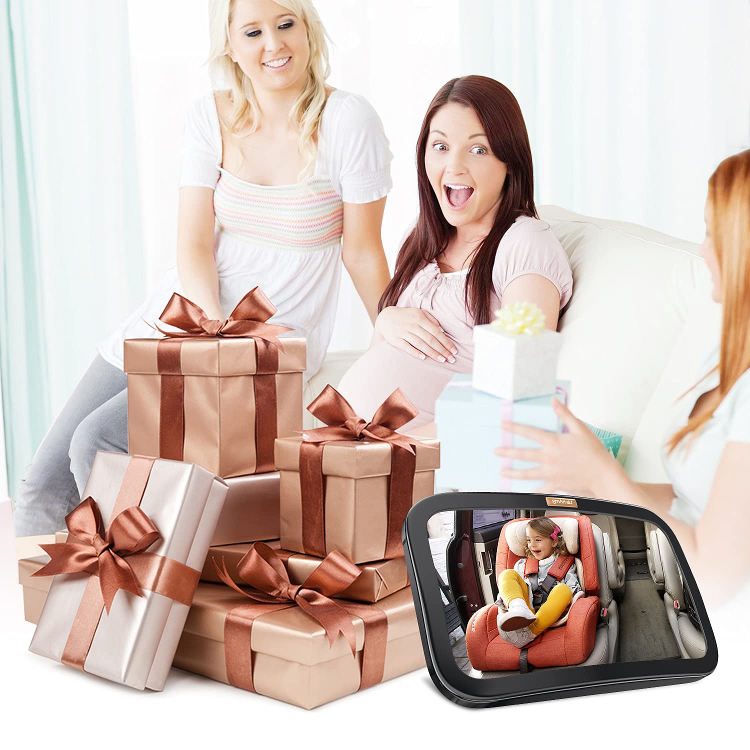 Smart eLf Baby Car Mirror, Safety Car Seat Mirror for Rear Facing Infant with Wide Crystal Clear View, Shatterproof, Fully Assembled, Crash Tested