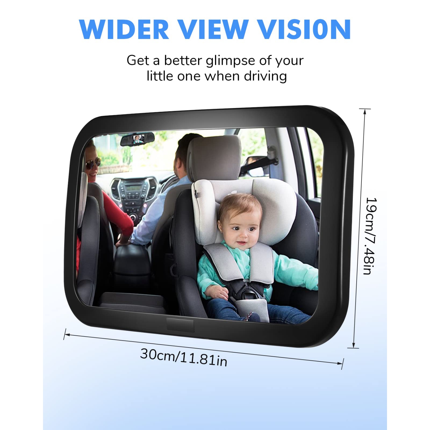 Miroir de voiture pour bébé, miroir en acrylique anti-éclaboussures pour voiture, miroir pour bébé Rearview-facilement pour observer les mouvements,
