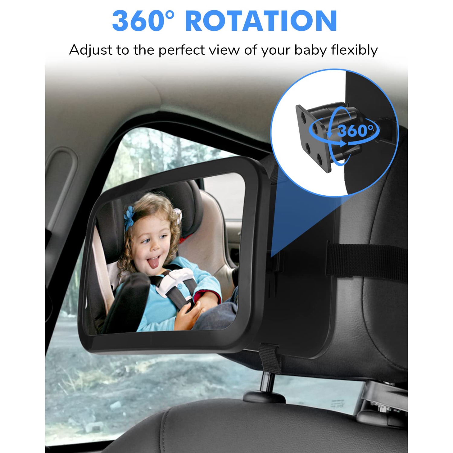 Miroir de voiture pour bébé, miroir en acrylique anti-éclaboussures pour voiture, miroir pour bébé Rearview-facilement pour observer les mouvements,